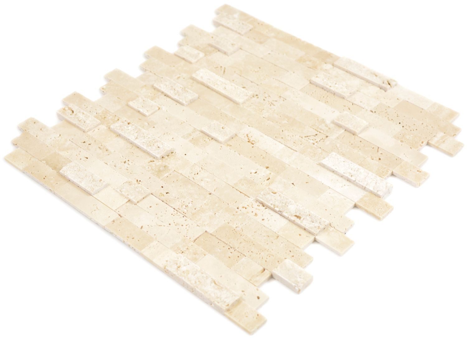 Mosani Mosaikfliesen selbstklebende Verbund Mosaikstäbchen Naturstein Traverin beige