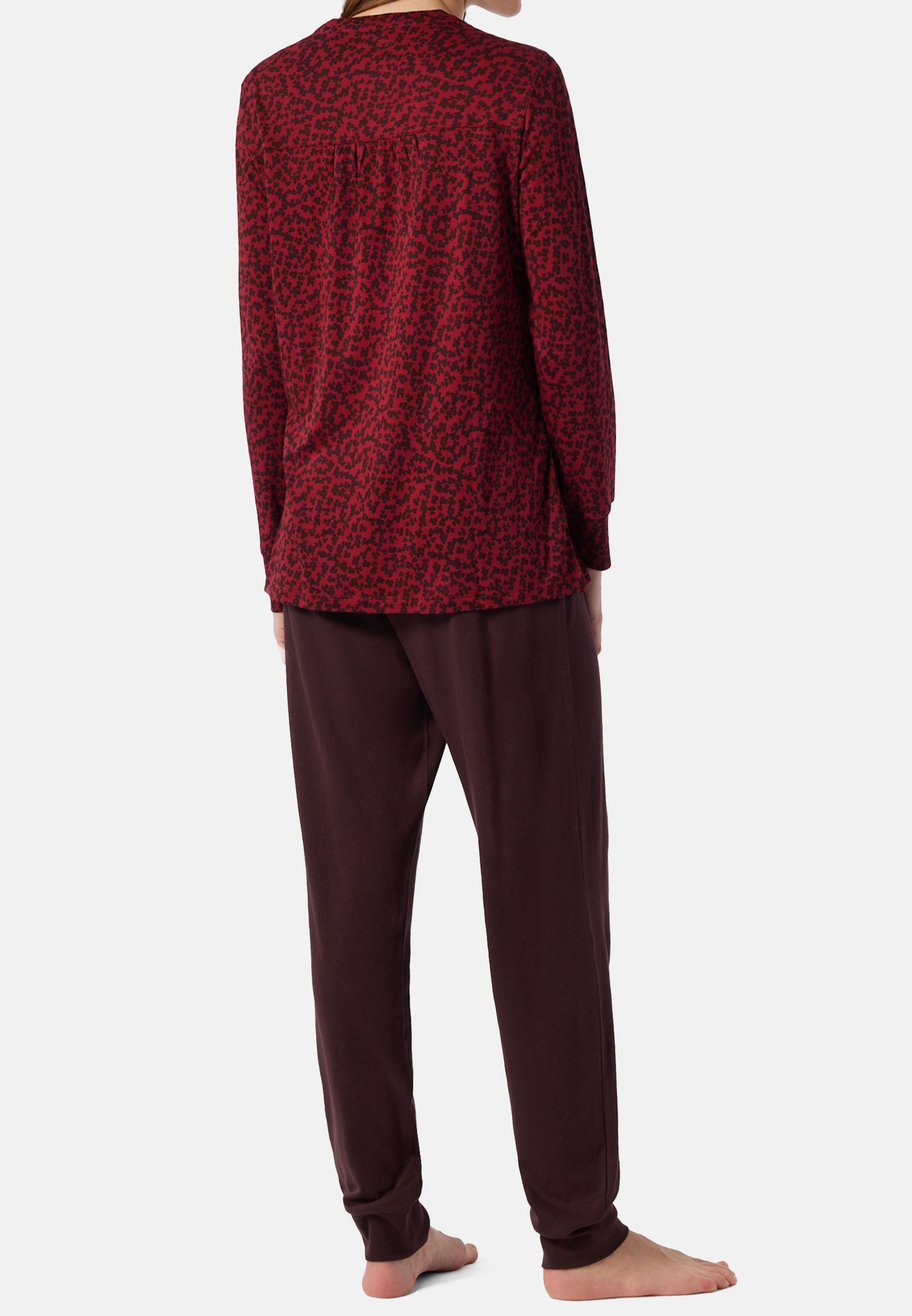Schiesser Pyjama Langarm Schlafanzug 2 Fit Classic burgund - tlg) (Set, Comfort