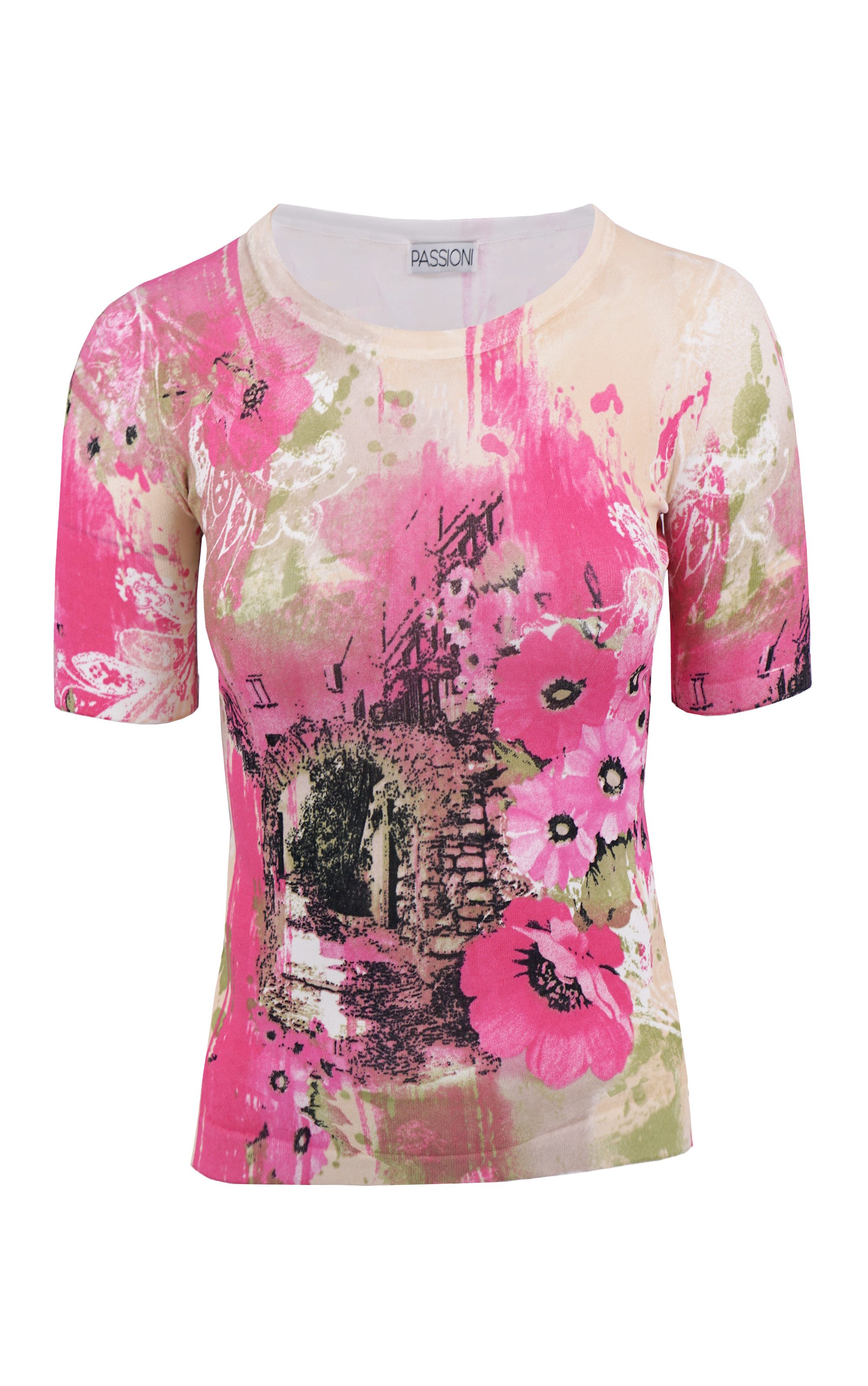 Passioni Cardigan Twinset mit Blumen- und Szenendruck in Rosa und Schwarz günstig online kaufen