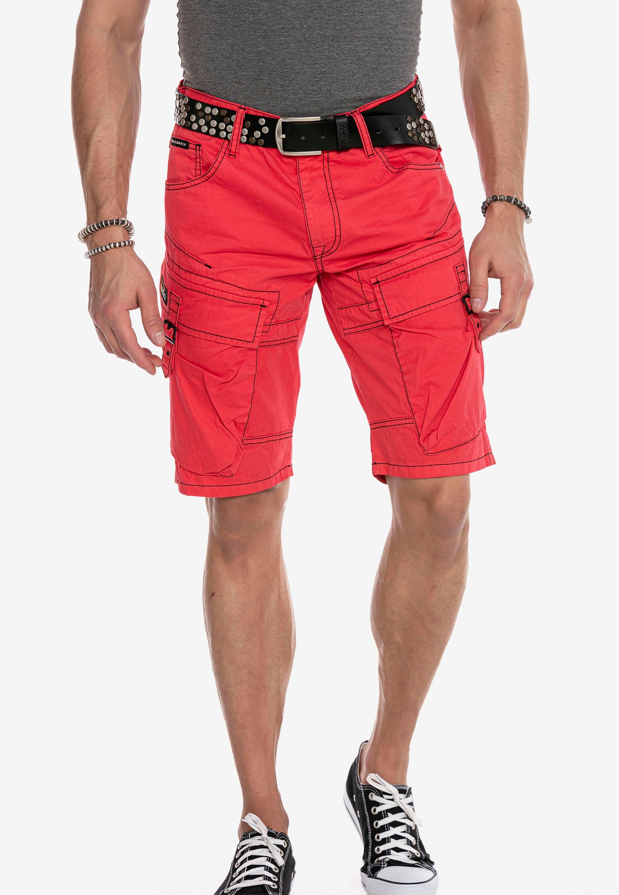 Cipo & Baxx Shorts mit Cargotaschen rot coolen