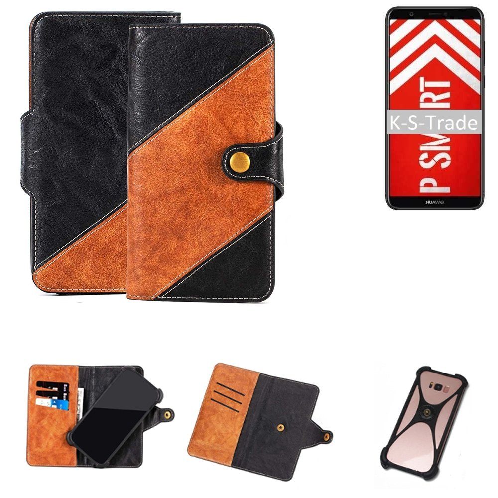 K-S-Trade Handyhülle für Huawei P Smart, Handyhülle Schutzhülle Bookstyle Case Wallet-Case Handy Cover
