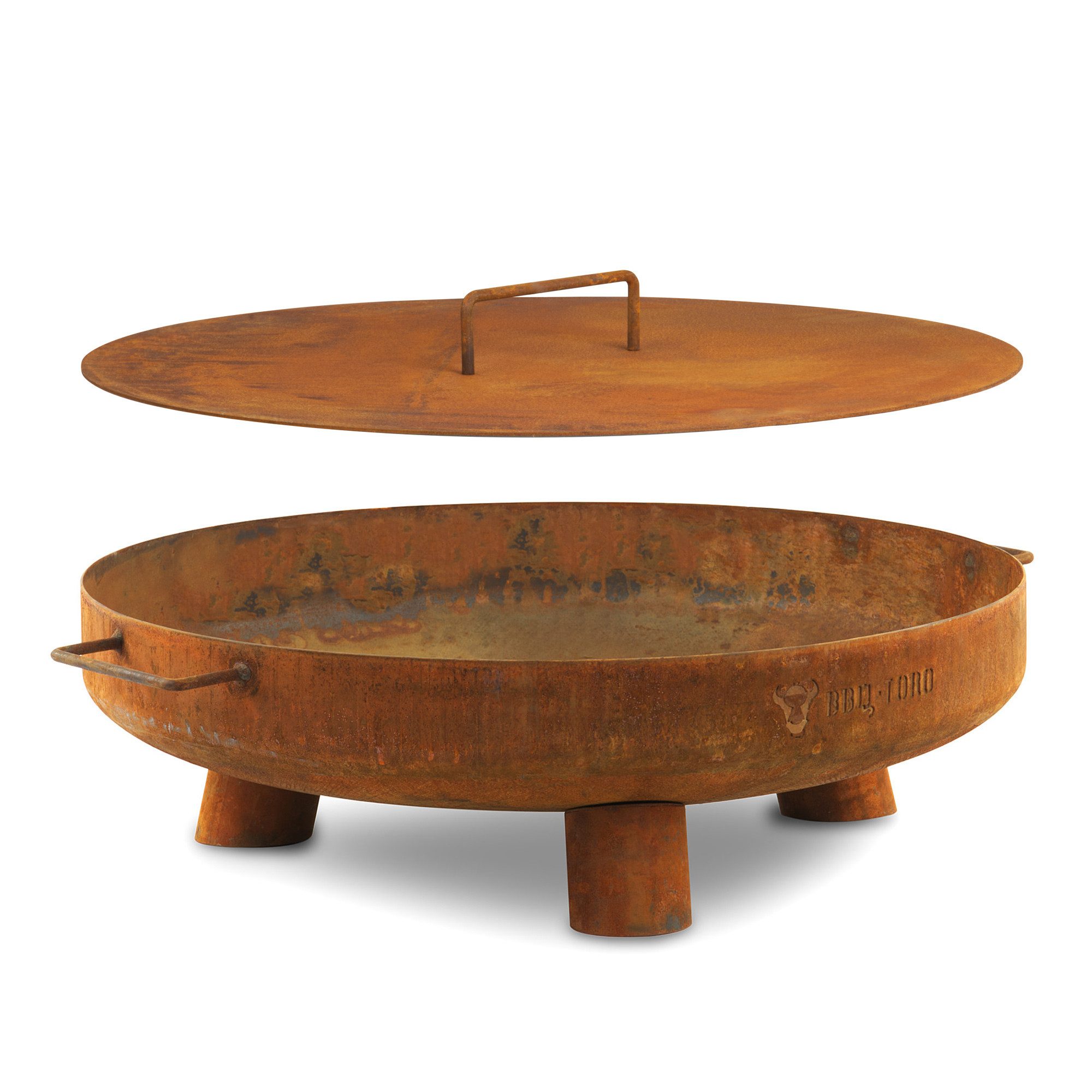 BBQ-Toro Feuerschale Feuerschale Ø 60 cm mit Deckel, Rostoptik, Outdoor Dre günstig online kaufen