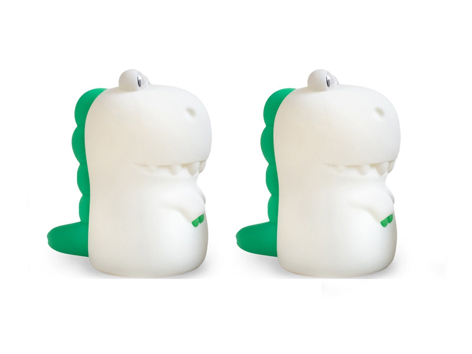 niermann LED Nachtlicht, USB-Ladefunktion, LED fest integriert, warmweiß, 2erSet Dino Lampe Stilllicht dimmbar Kinderzimmerleuchte USB aufladbar