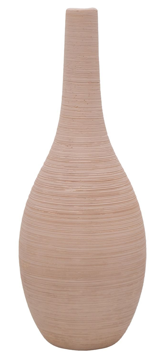 ZauberDeko Dekovase Vase Rosa Geriffelt Bauchig Keramik Tischdeko Keramikvase Deko 25 cm