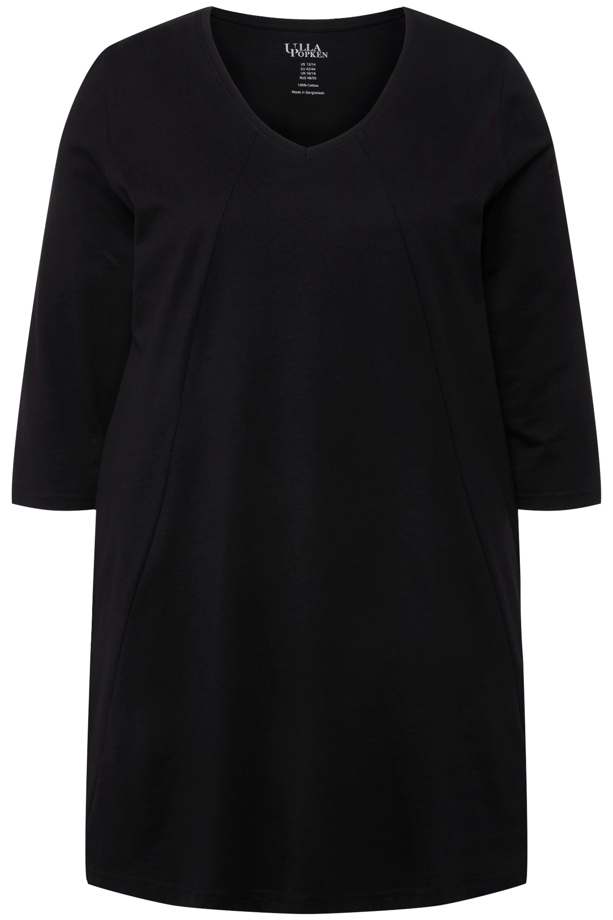 Ulla Popken Longshirt Longshirt Ziernähte A-Linie V-Ausschnitt 3/4-Arm günstig online kaufen