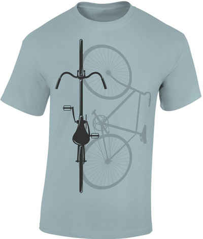 Baddery Print-Shirt Fahrrad T-Shirt : Bike Shadow - Sport Tshirts Herren - Rennrad Zubehör, hochwertiger Siebdruck, auch Übergrößen, aus Baumwolle