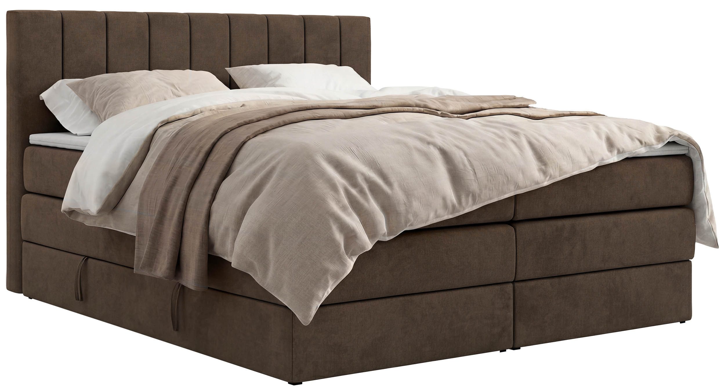 MKS MÖBEL Boxspringbett ALVER KING (Set, Topper T25/Visco, T30-Schaum, Doppelbett mit Stauraum und Topper), Polsterbett mit Bettkasten, Multipocket + Pocket Premium Matratz