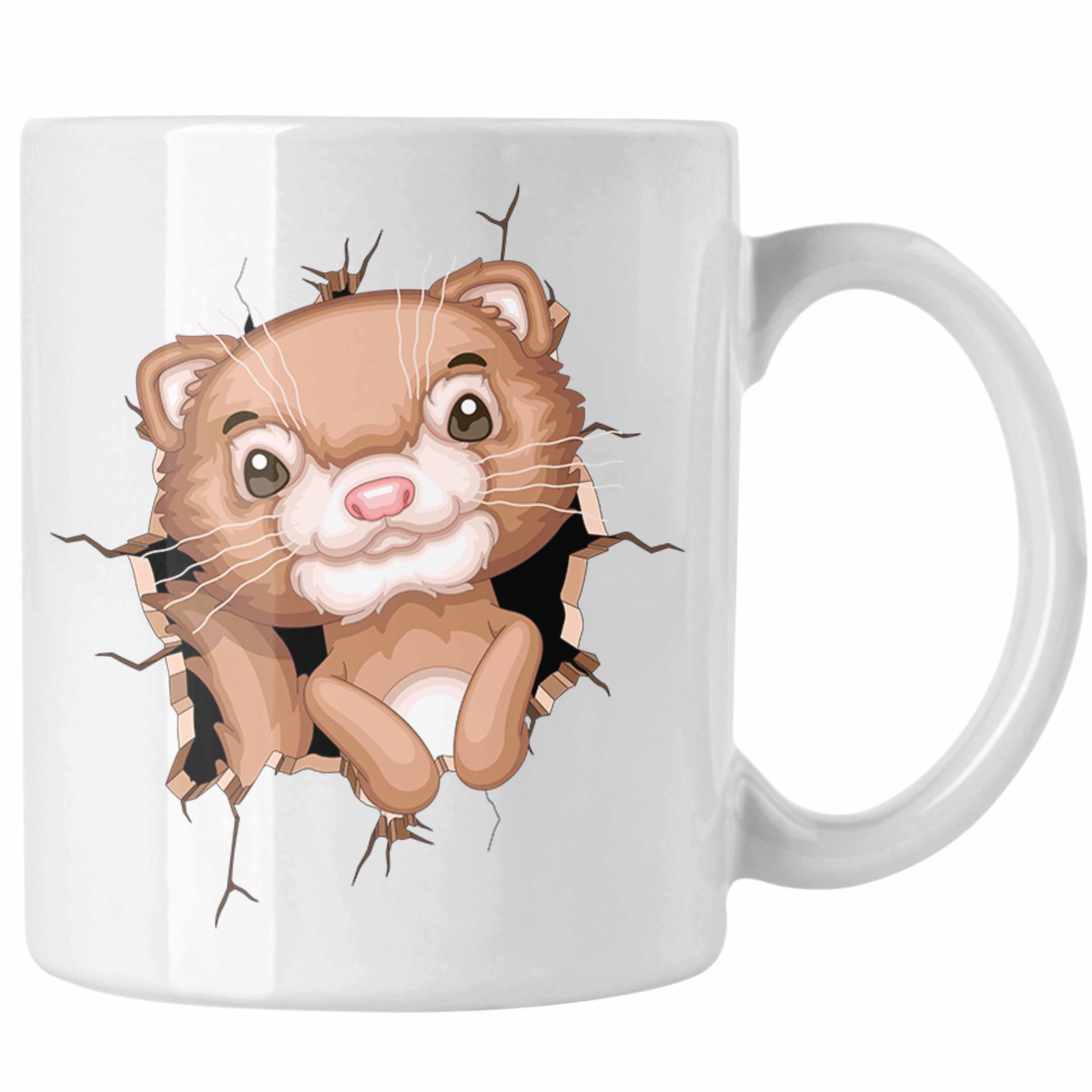 Trendation Tasse Otter 3D Grafik Tasse Kaffee-Becher Lustige Geschenkdidee Otter-Liebha Weiss