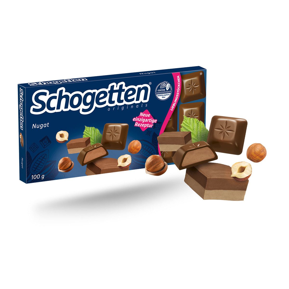 Schogetten Schokolade, Schogetten Nugat Alpenvollmilchschokolade mit Nugat Cremefüllung 100g