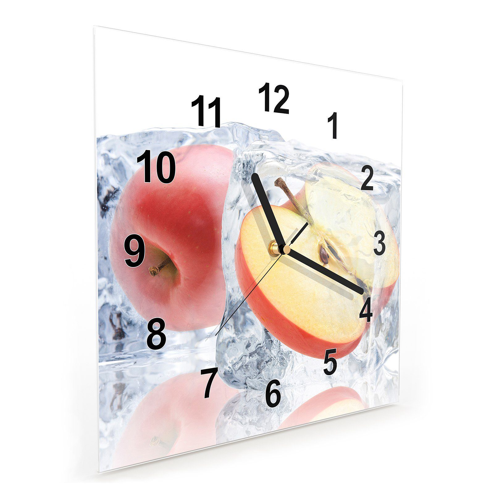 cm Größe mit Wanduhr Motiv 30 Glasuhr in 30 Äpfel Wanduhr Wandkunst x Primedeco Eiswürfel