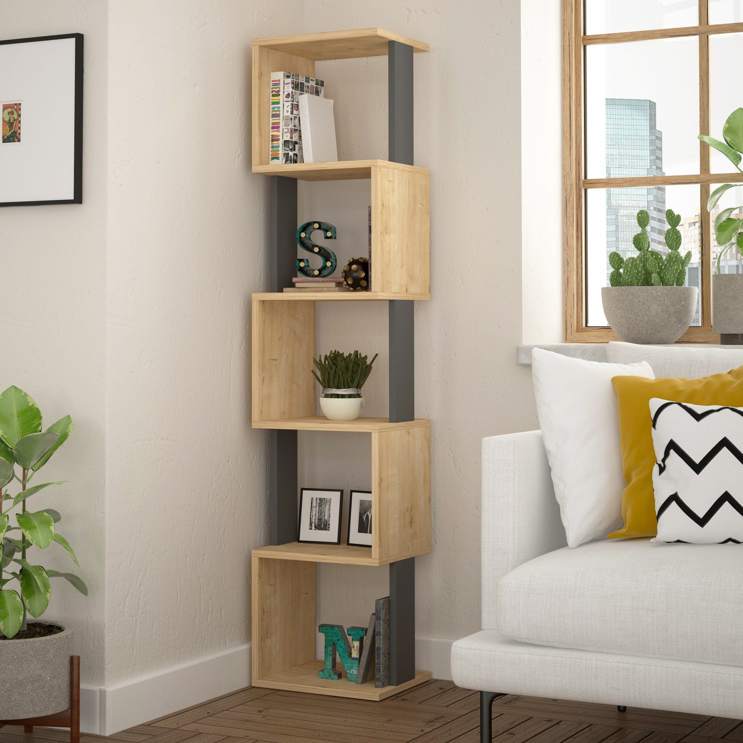 Decortie Bücherregal Piri, Modernes Bücherregal Display Unit, 35 x 30 x 161 günstig online kaufen