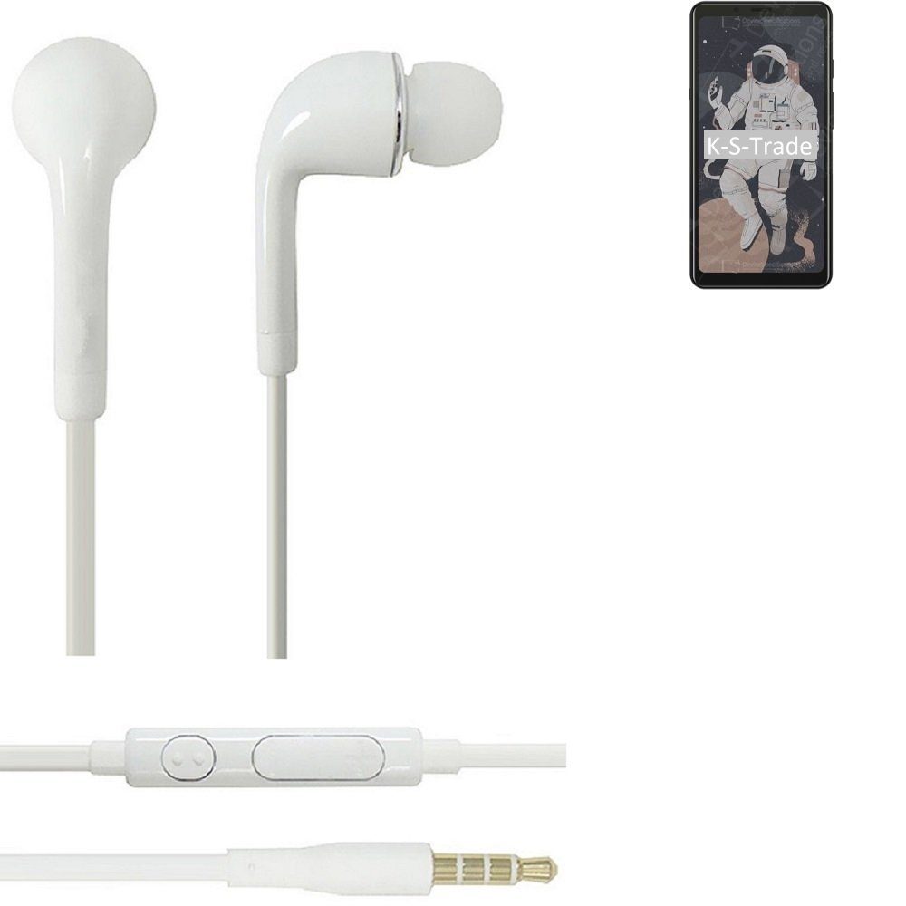 K-S-Trade für HiSense A5C In-Ear-Kopfhörer (Kopfhörer Headset mit Mikrofon u Lautstärkeregler weiß 3,5mm)