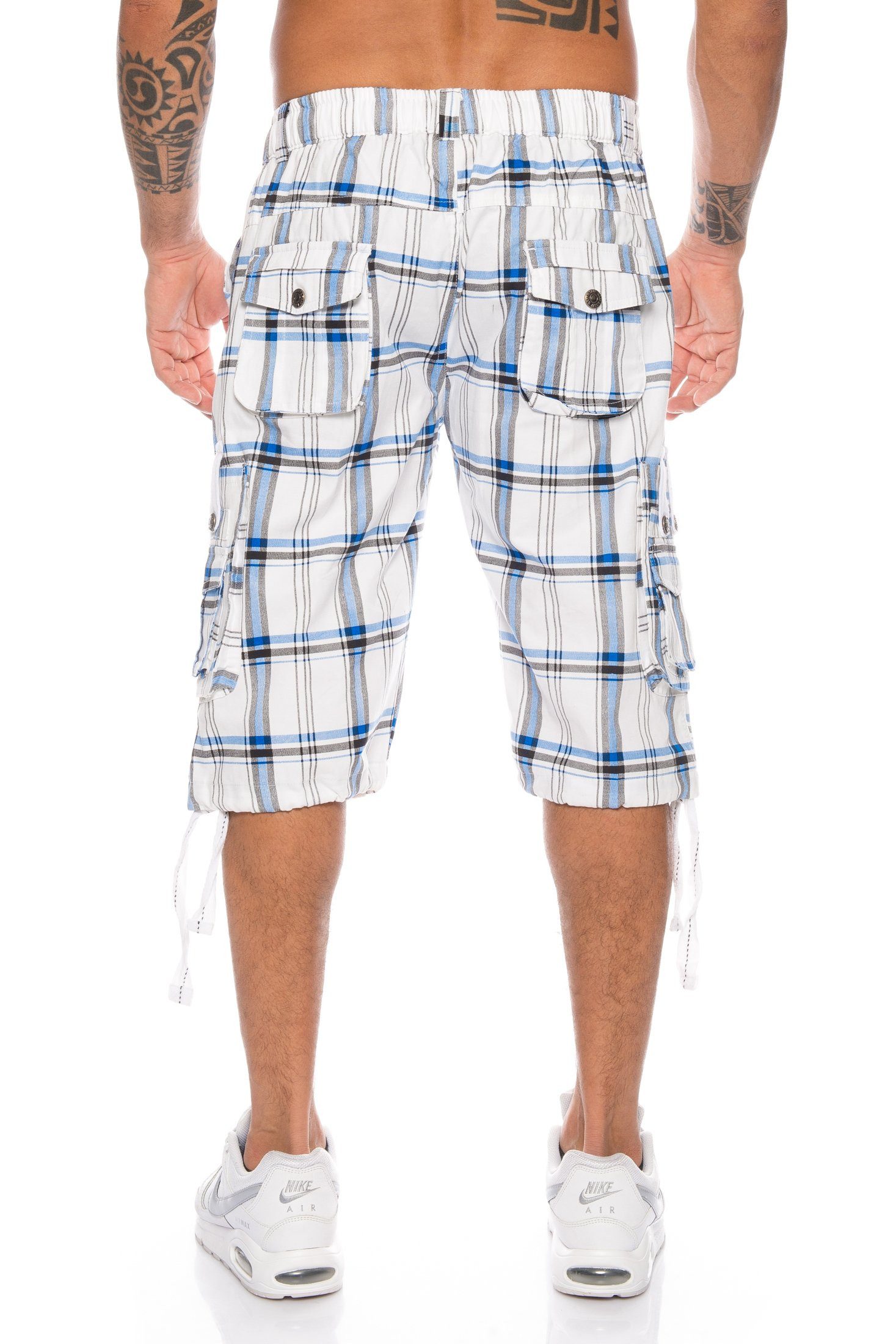 Kendindza Cargoshorts 3/4 Bermuda Shorts Herren, Kurze Hose Herren, Cargobermuda Taschen Knopf Reißverschluss Cargohose