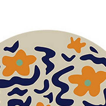 Designteppich Runder Wohnzimmerteppich mit Kunstkaschmir-Print, FIDDY, Wohnzimmersofa, Couchtisch, runder Teppich mit Blumenmuster