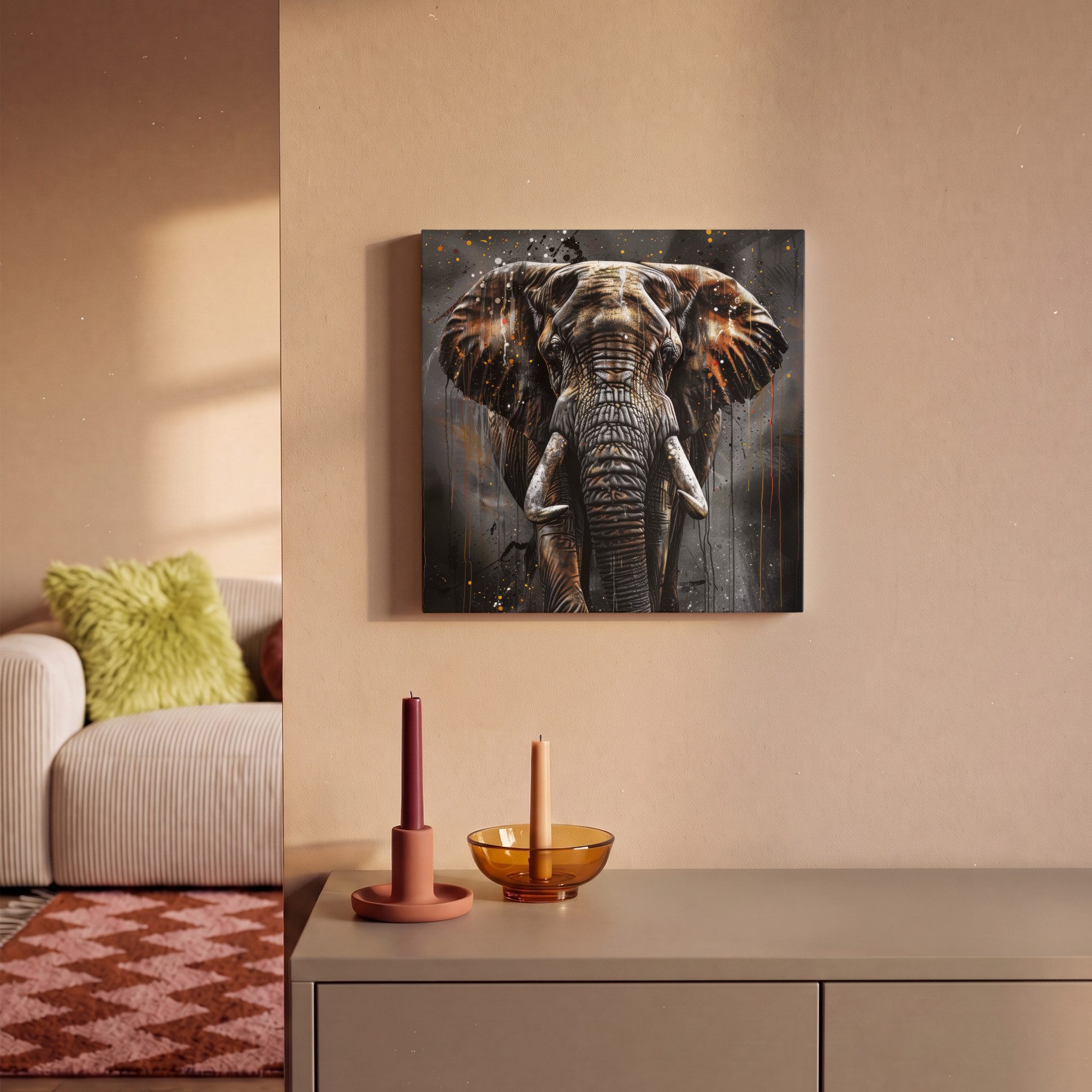 OneMillionCanvasses® Leinwandbild Elefant - Aquarell - Wildtiere - Luxus, Fotodruck (1 St), Leinwand Bilder Klein, Wand Dekoration Aesthetic 30x20 cm – Bild 2 von 5