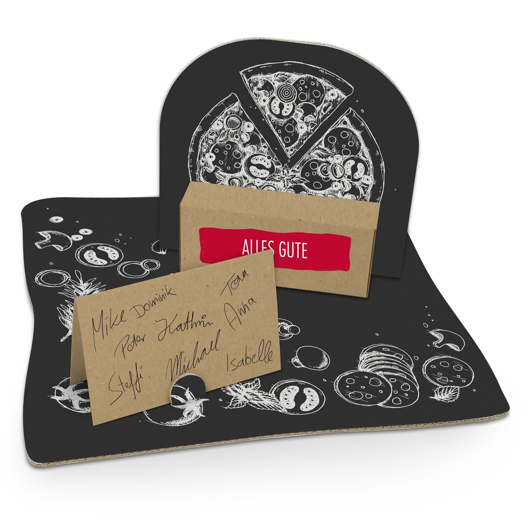 itenga Grußkarten itenga Geldgeschenkverpackung Pizza Kreide (Motiv 104) mit Bodenplatte