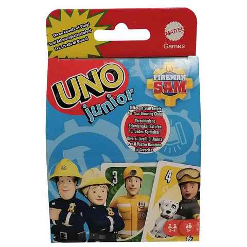 Mattel® Spiel, Gesellschaftsspiel Mattel Games HFC80 Uno Junior Feuerwehrmann Sam 56, 3 verschiedene Schwierigkeitsstufen