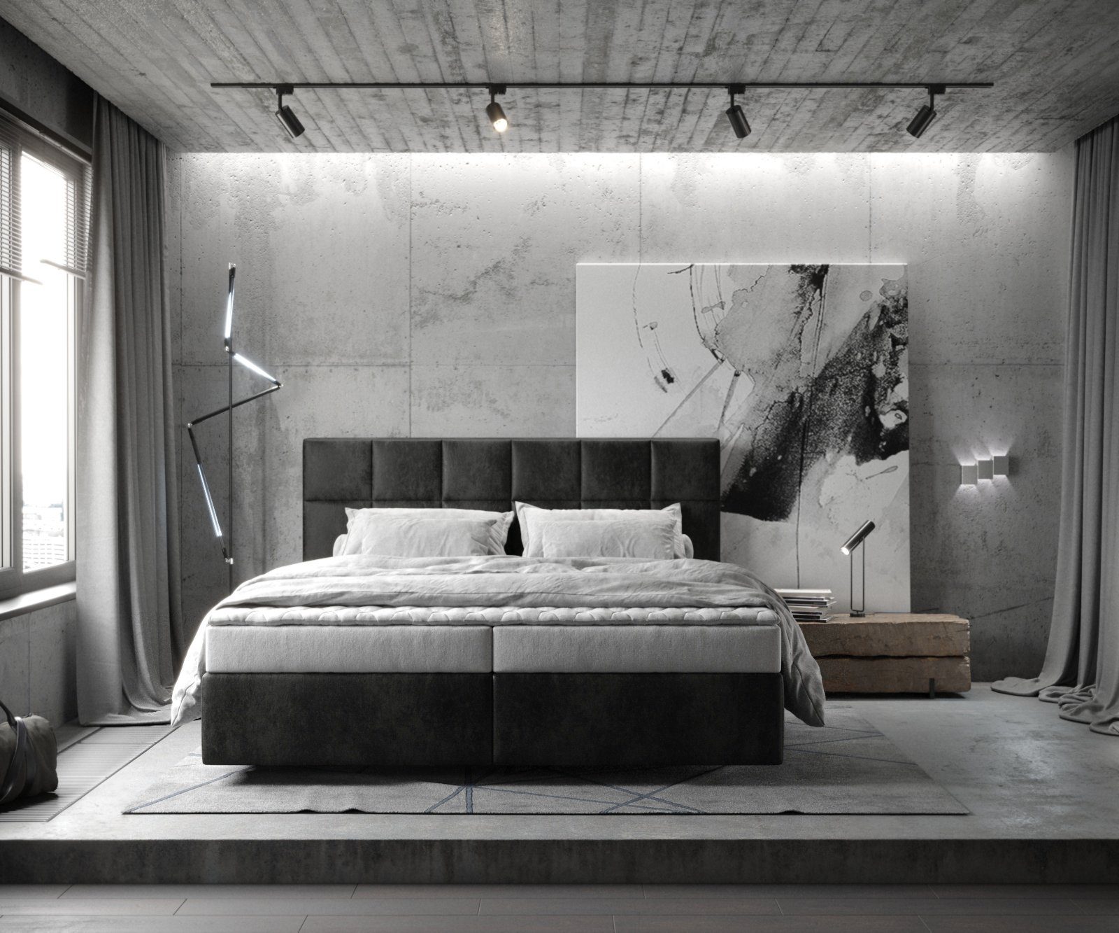 DELIFE Boxspringbett Dream-Fine, Mikrofaser Anthrazit Vintage günstig online kaufen