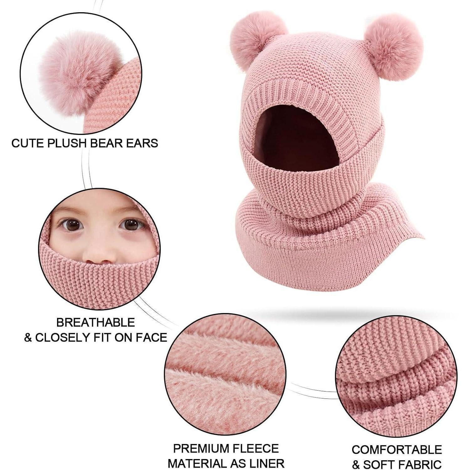 LuxusKollektion Sturmhaube Schlupfmütze Kinder Thermo Fleece Winddicht Blau Einheitsgröße