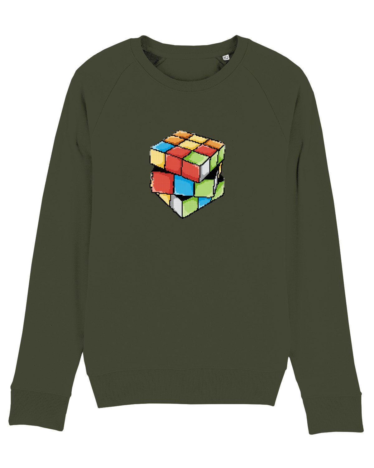 wat? Apparel Sweatshirt Pixel Zauberwürfel (1-tlg) khaki