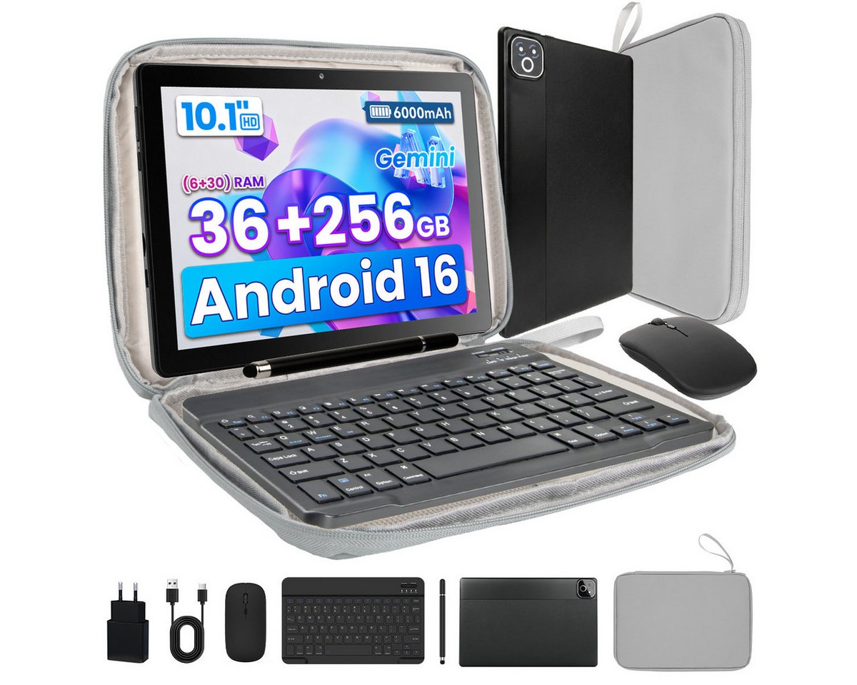 Happybe 10.1 Zoll 36(6+28)GB RAM, 256 GB, mit Tastatur/Maus/Stift Tablet (10.1", 256 GB, Android)