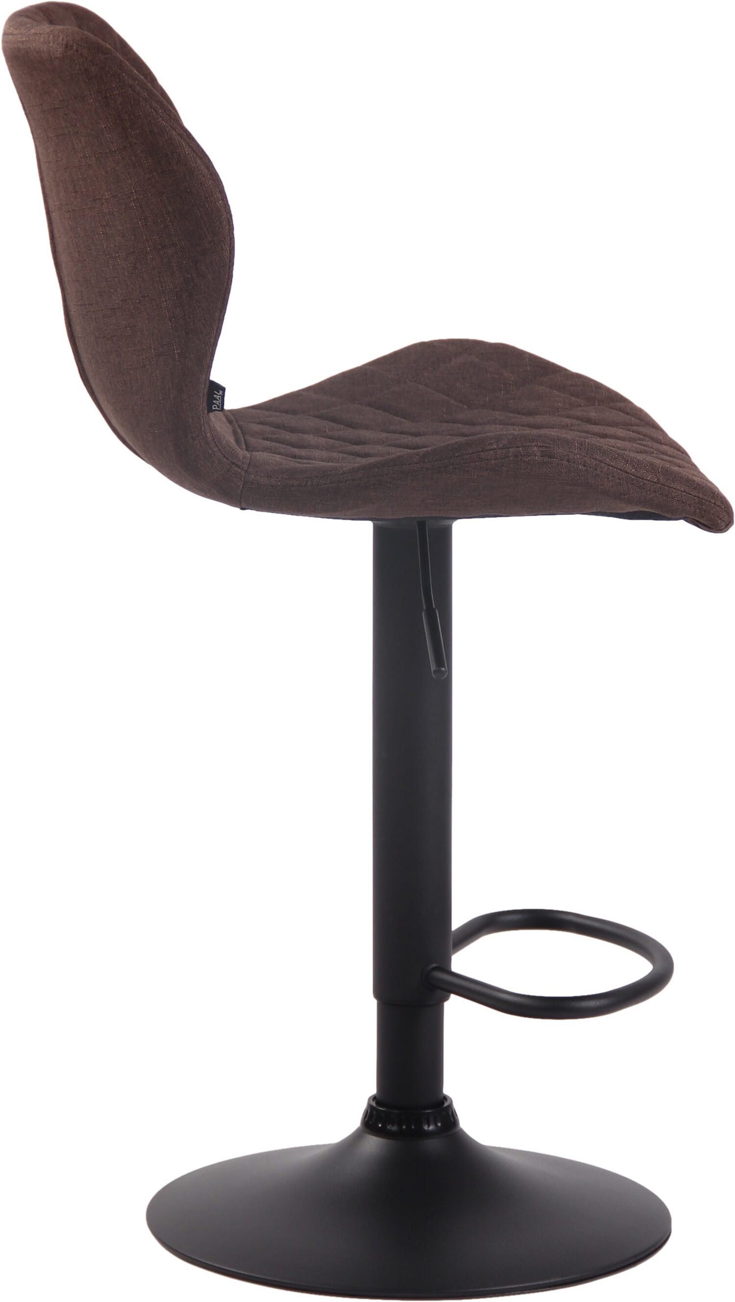 TPFLiving Sitzfläche: 360° - drehbar Küche & Stoff schwarz mit Gestell und und Hocker Metall angenehmer Theke - Cora für Braun bequemer Barhocker höhenverstellbar), Rückenlehne Fußstütze (Barstuhl