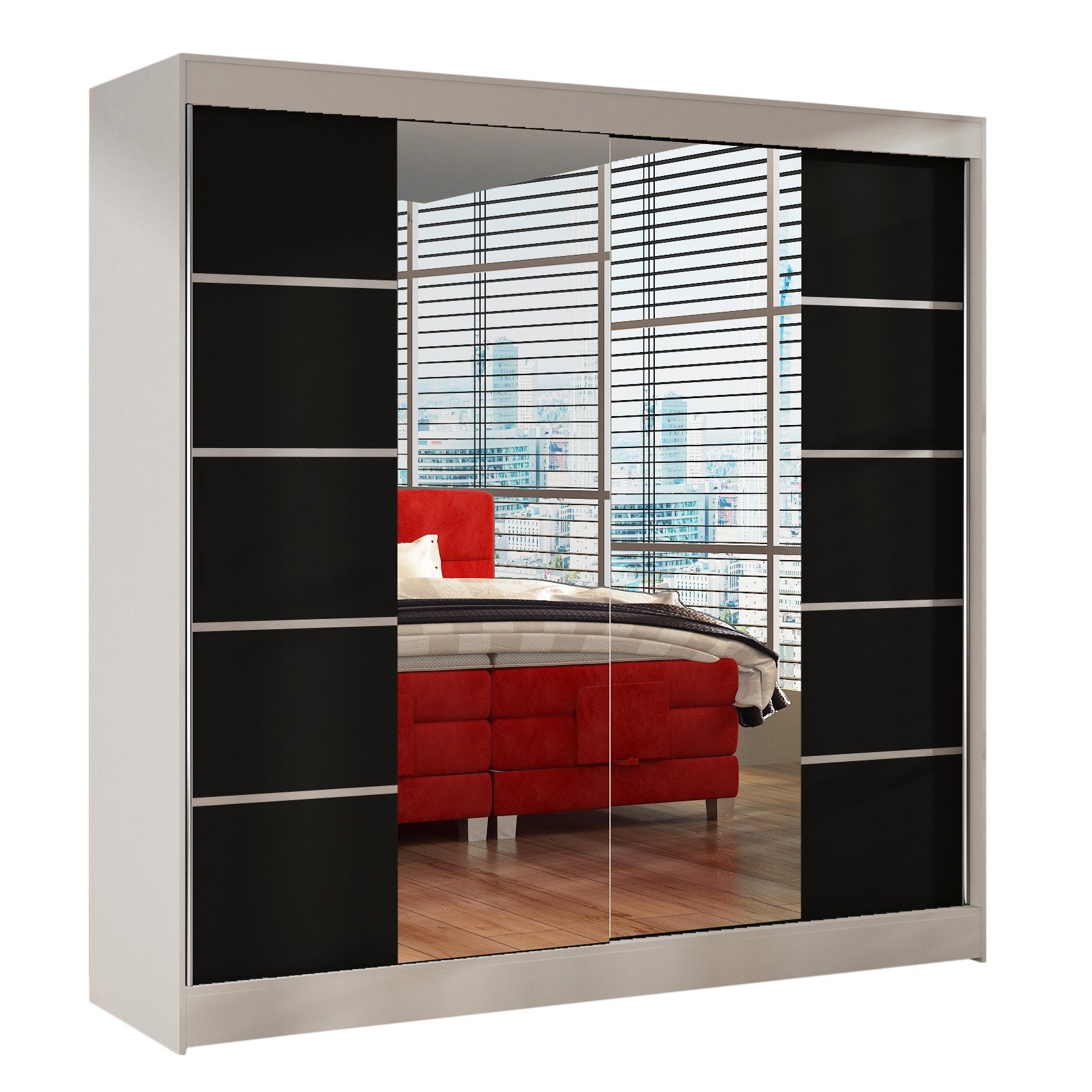 Sofnet Kleiderschrank Basti V (mit Spiegel, Schiebetüren und Kleiderstange) günstig online kaufen