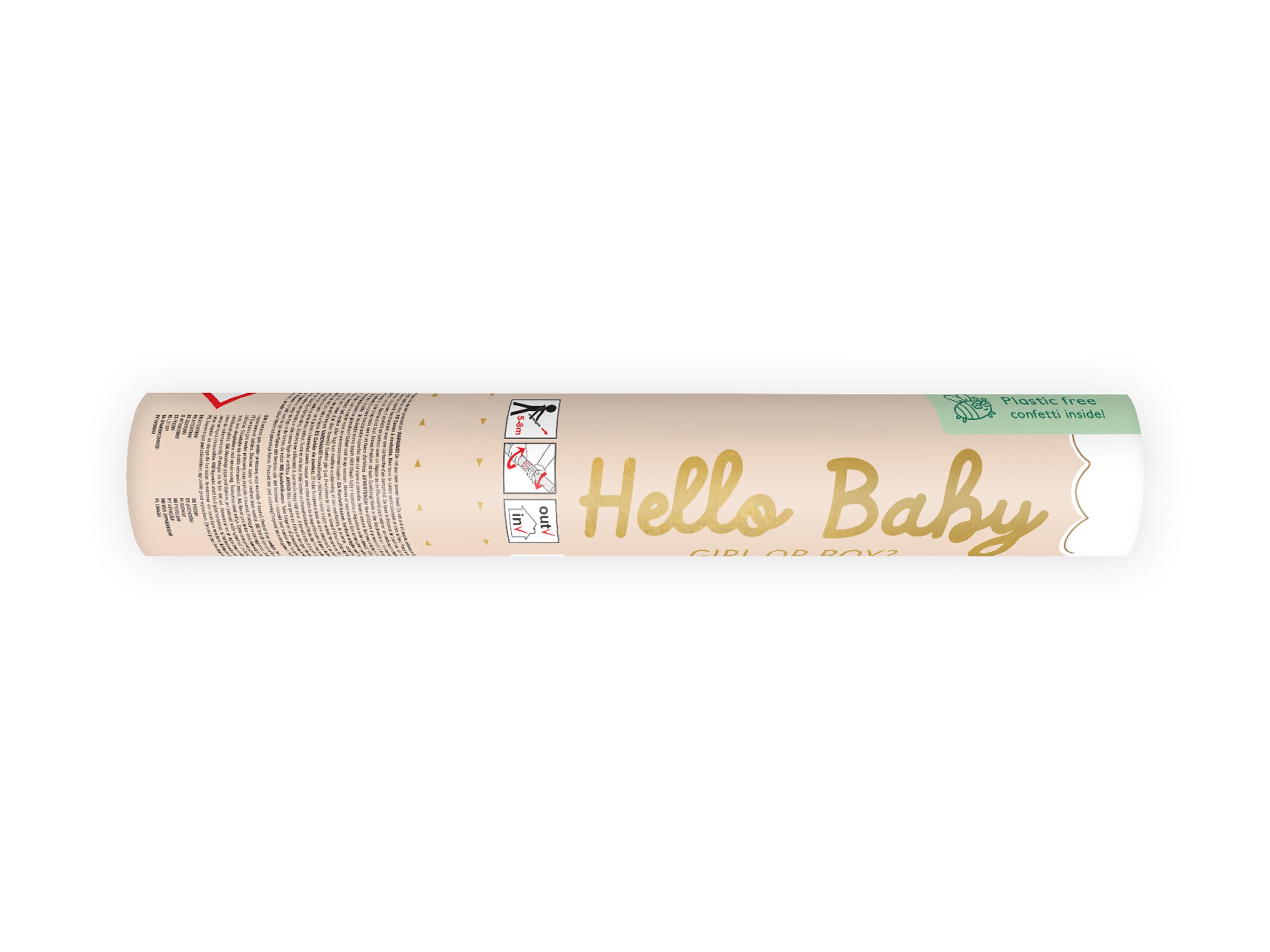 partydeco Konfetti, Konfettikanone Babygeschlecht Mädchen Schmetterlingskonfetti 20cm Rosa