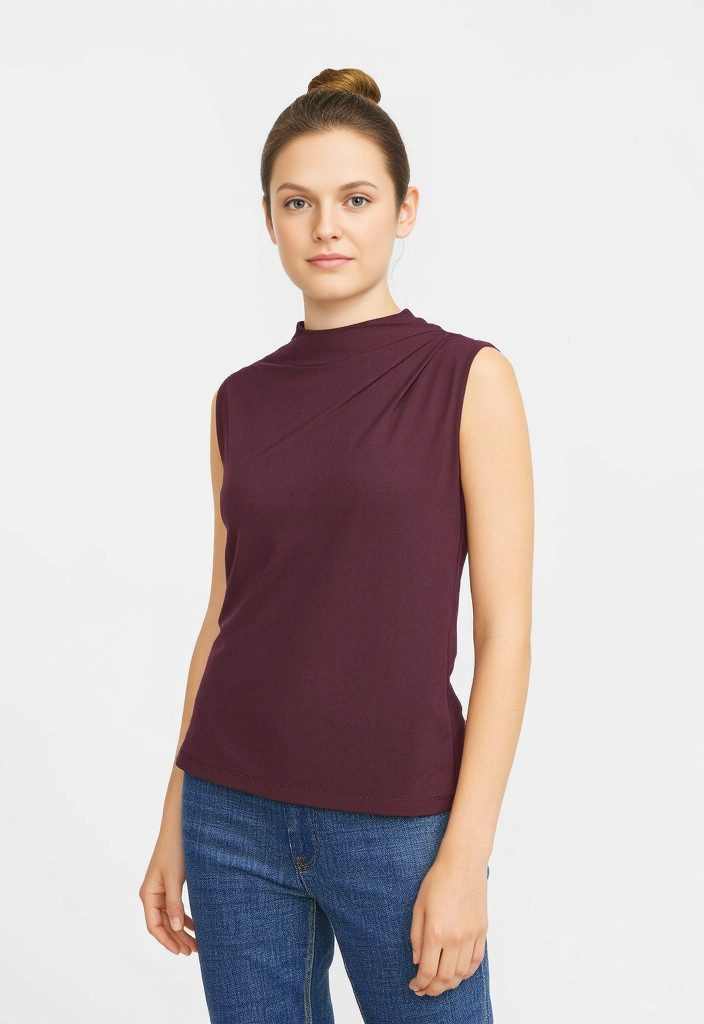 pieces Stehkragenshirt PCMADISON SL DRAPED TOP NOOS BC günstig online kaufen