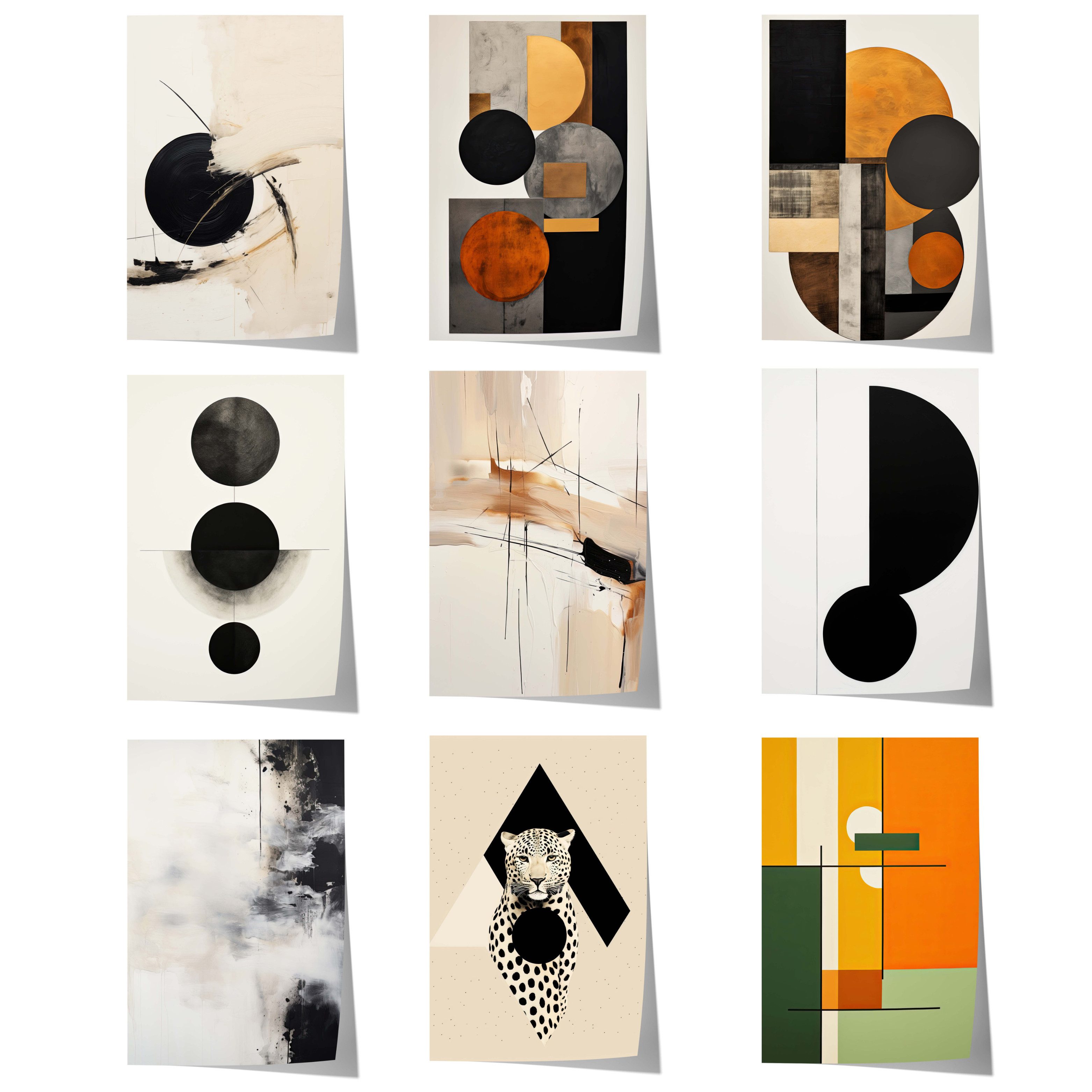 JUSTGOODMOOD Poster Moderne Abstrakte Kunst Geschenkidee Geometrische Schwarz Beige Wandbi, I (1 St)