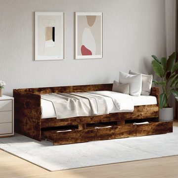 vidaXL Bett Tagesbett mit Schubladen Räuchereiche 100x200 cm Holzwerkstoff