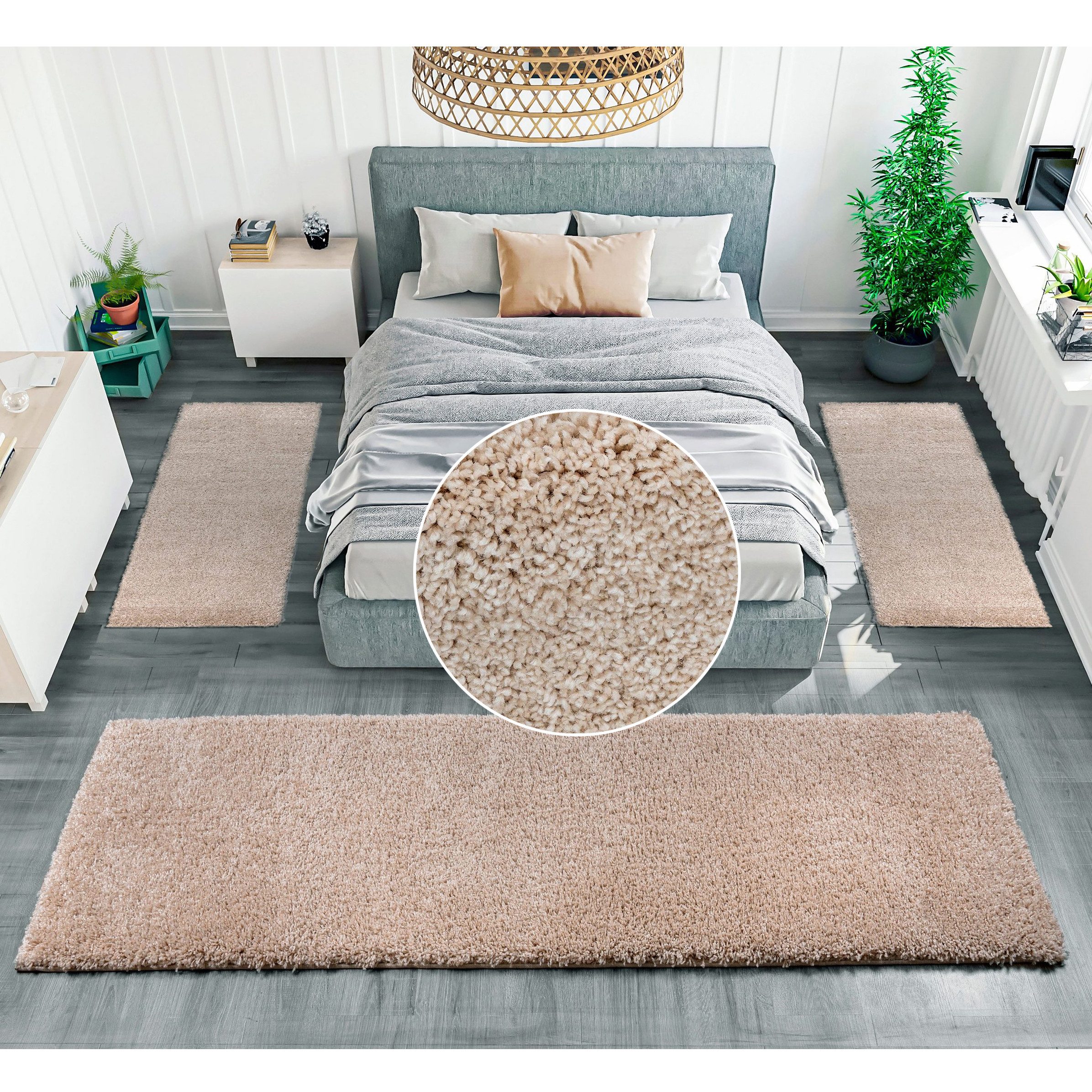 Bruno Banani Bettumrandung Shaggy Soft, Höhe 30 mm, (3-tlg), gewebt, Uni-Fa günstig online kaufen