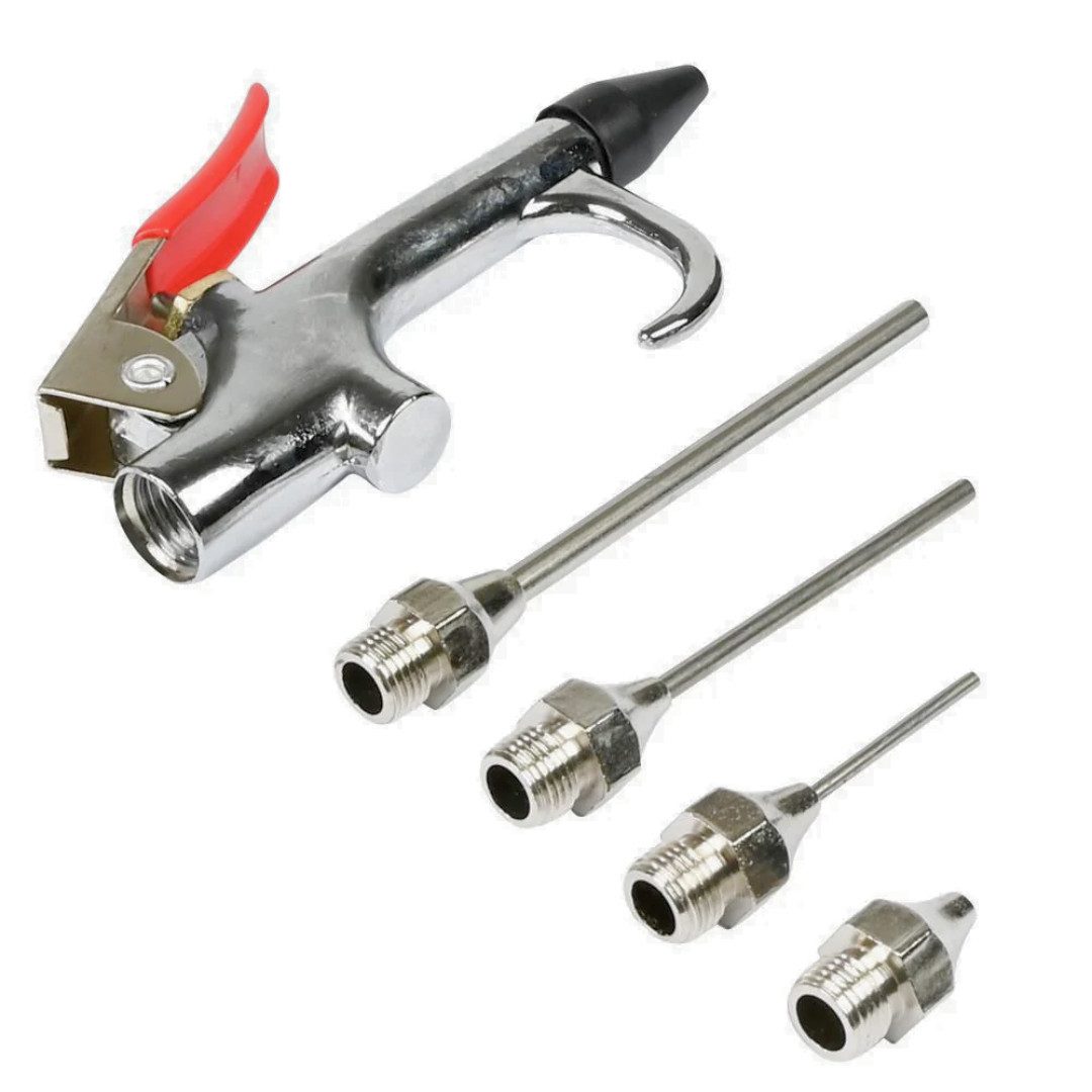 BENSON Druckluft-Kartuschenpistole Druckluft Ausblaspistole mit 5 Aufsätzen Blaspistole Luftpistole, (Set, 1-tlg), 5 Aufsätze, 1/4" Druckluftanschluss