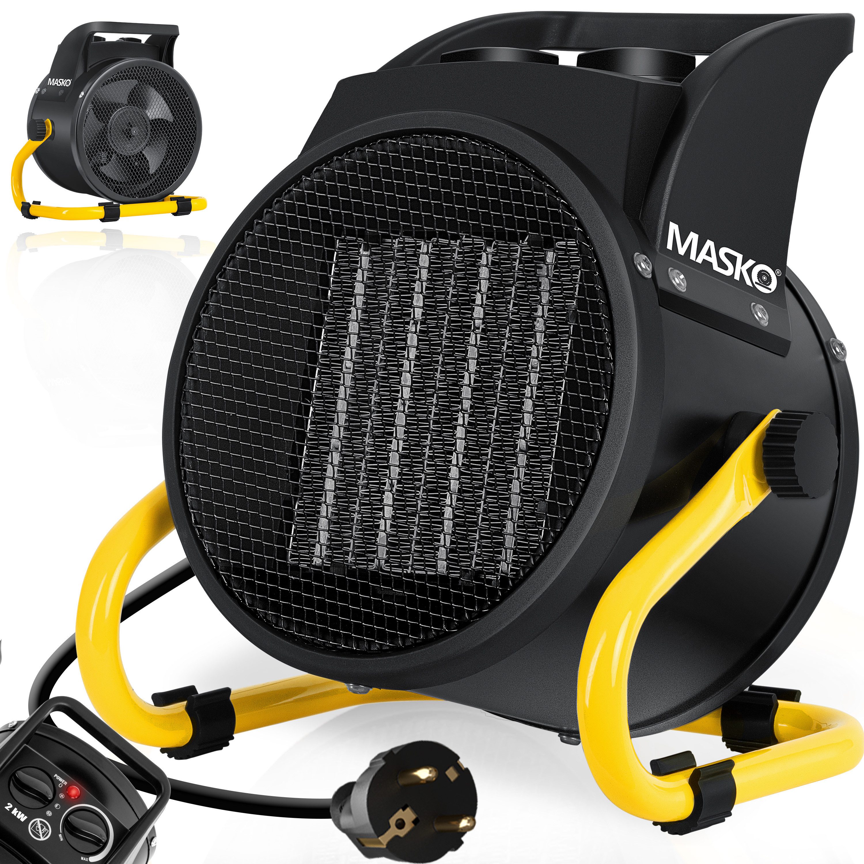 MASKO Heizlüfter, 2000 W, Elektroheizer Heizlüfter Bauheizer Keramik Heizstrahler