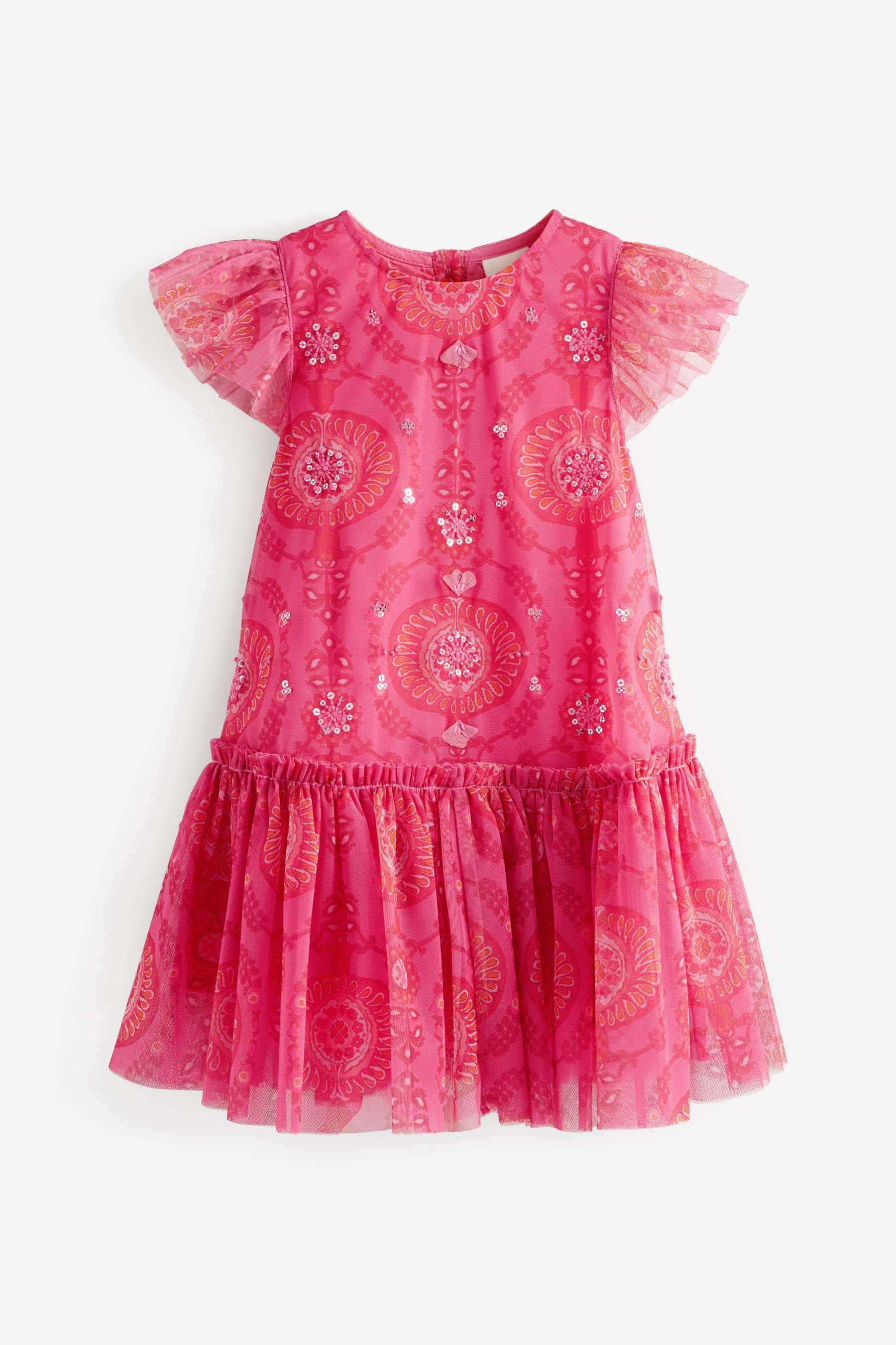 Next Partykleid Party-Kleid aus Netzstoff mit Pailletten (1-tlg) Pink/Red | Partykleider