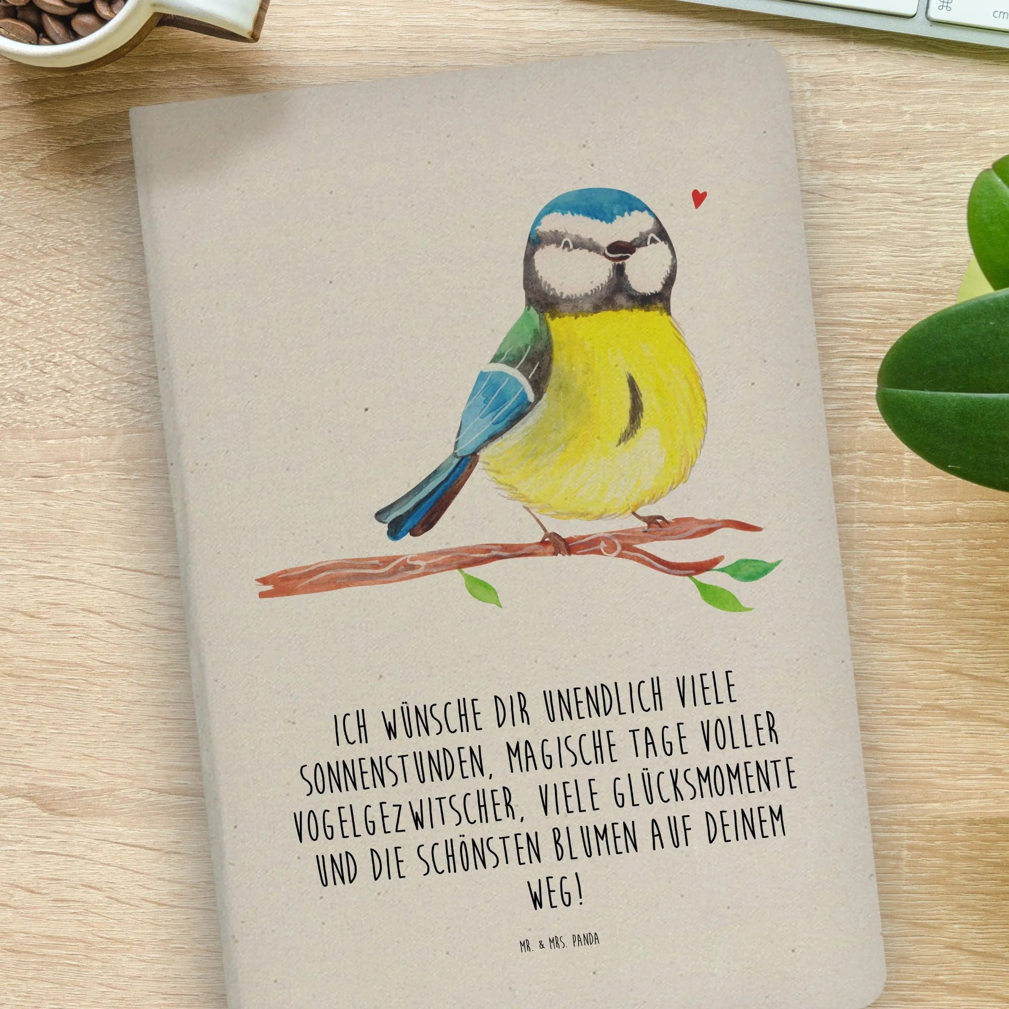 Thumbnail - Mr. & Mrs. Panda Notizbuch Vogel Blaumeise - Transparent - Geschenk, Notizbuch Aus Baumwolle, Os Mr. & Mrs. Panda, Premi...