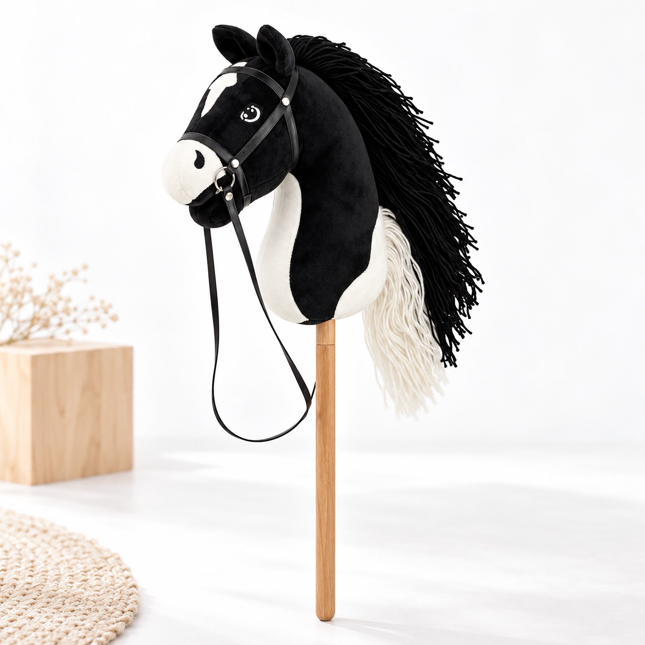 relaxdays Steckenpferd Hobby Horsing Plüsch, (1-tlg), schwarz