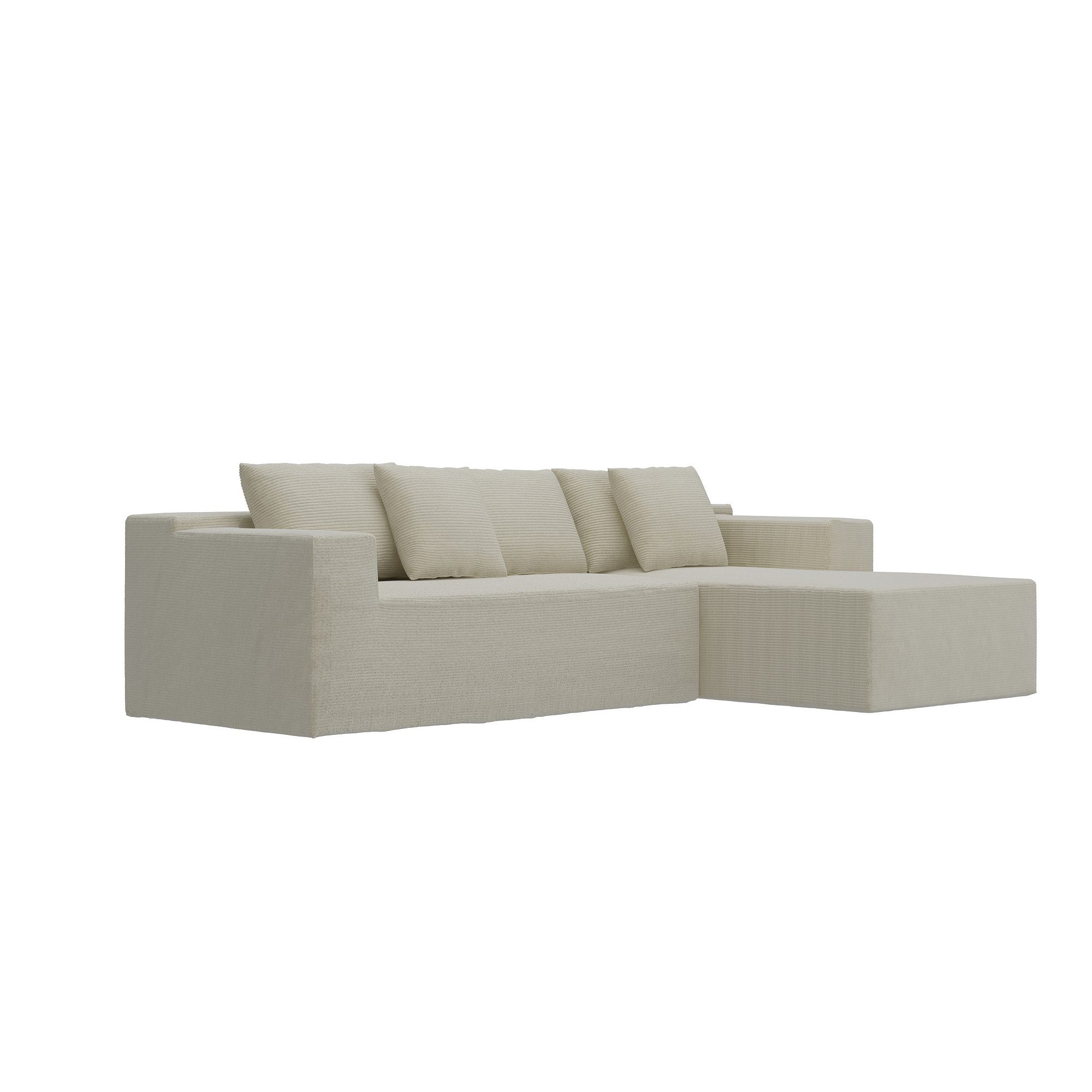 FUFU&GAGA Ecksofa Ecksofa mit breitem Lounger, Weiß, Stoff+Schaum, 270×175×67 cm