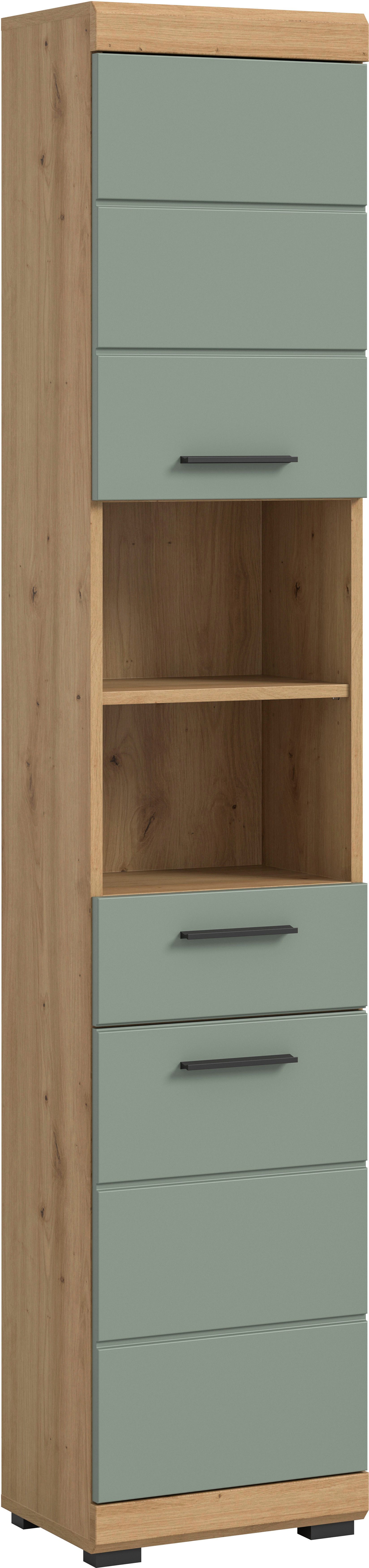welltime Hochschrank SIENA, Breite 37cm, 2 Tür, 1 Schubkasten, 2 offene Fächer, MDF-Front (1-St., TOPSELLER) in verschiedenen Farben erhältlich, Badmöbel, Badschrank, Schrank, Bad