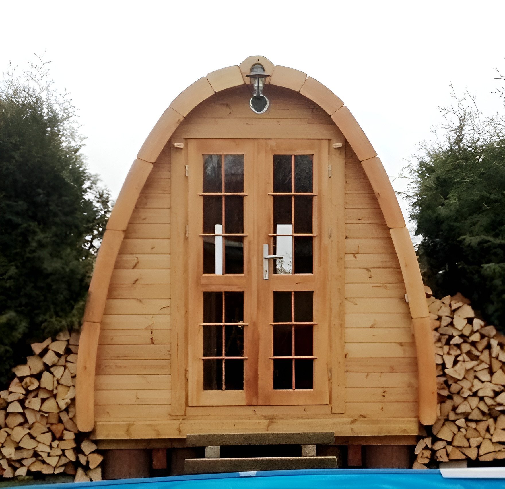 JVmoebel Saunahaus Außensauna 10.40m² aus Holz mit Finnischem Ofen - Transparent, (1-St) Made in Europe