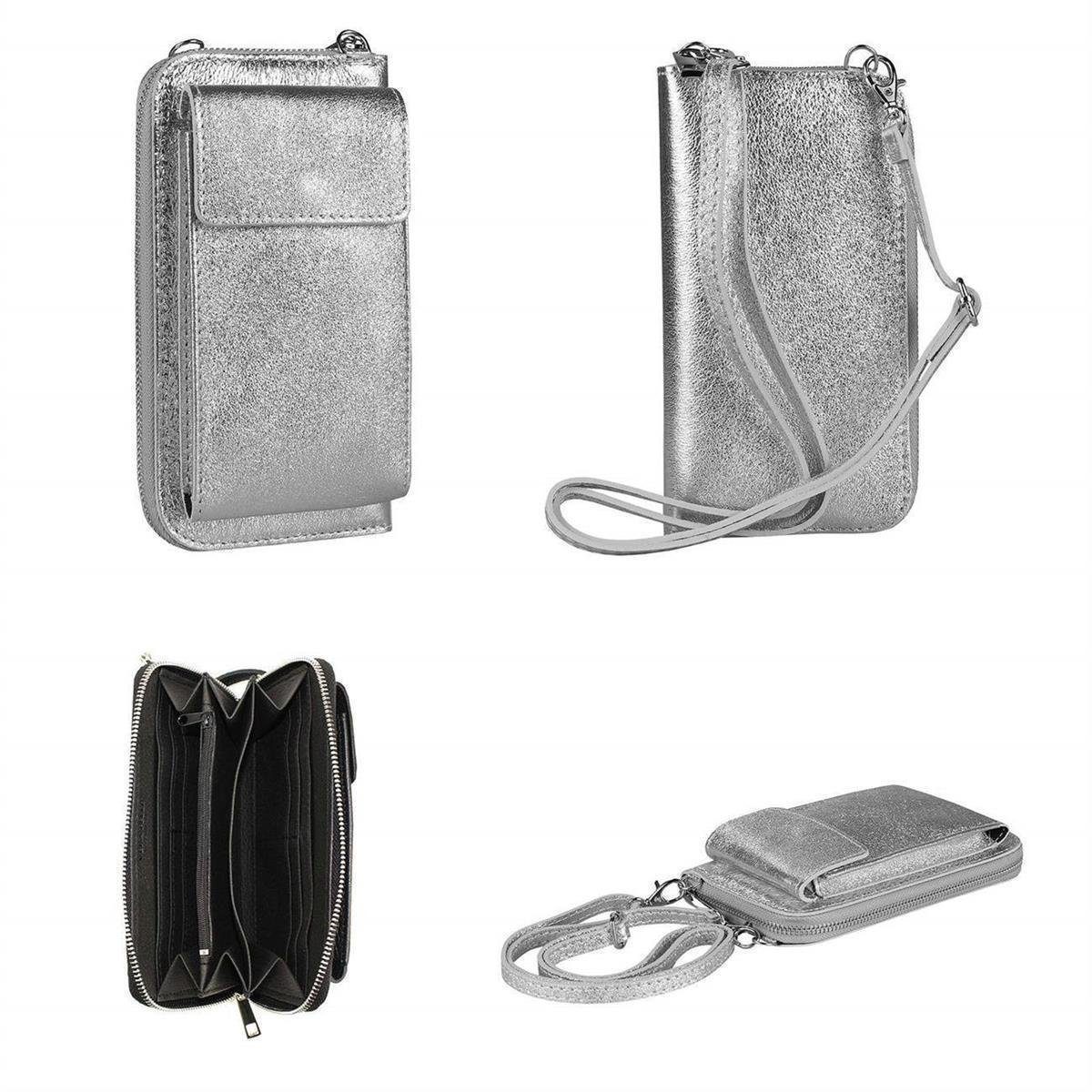 ITALYSHOP24 Schultertasche Damen Leder Handytasche Tasche CrossBody, als Schultertasche, CrossOver, Umhängetasche tragbar