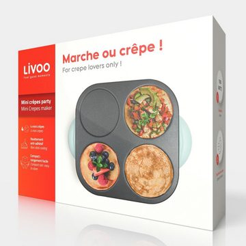 LIVOO Raclette LIVOO Crepes Maker Maxi Mini-Crepes 4 Personen 1500 Watt blau