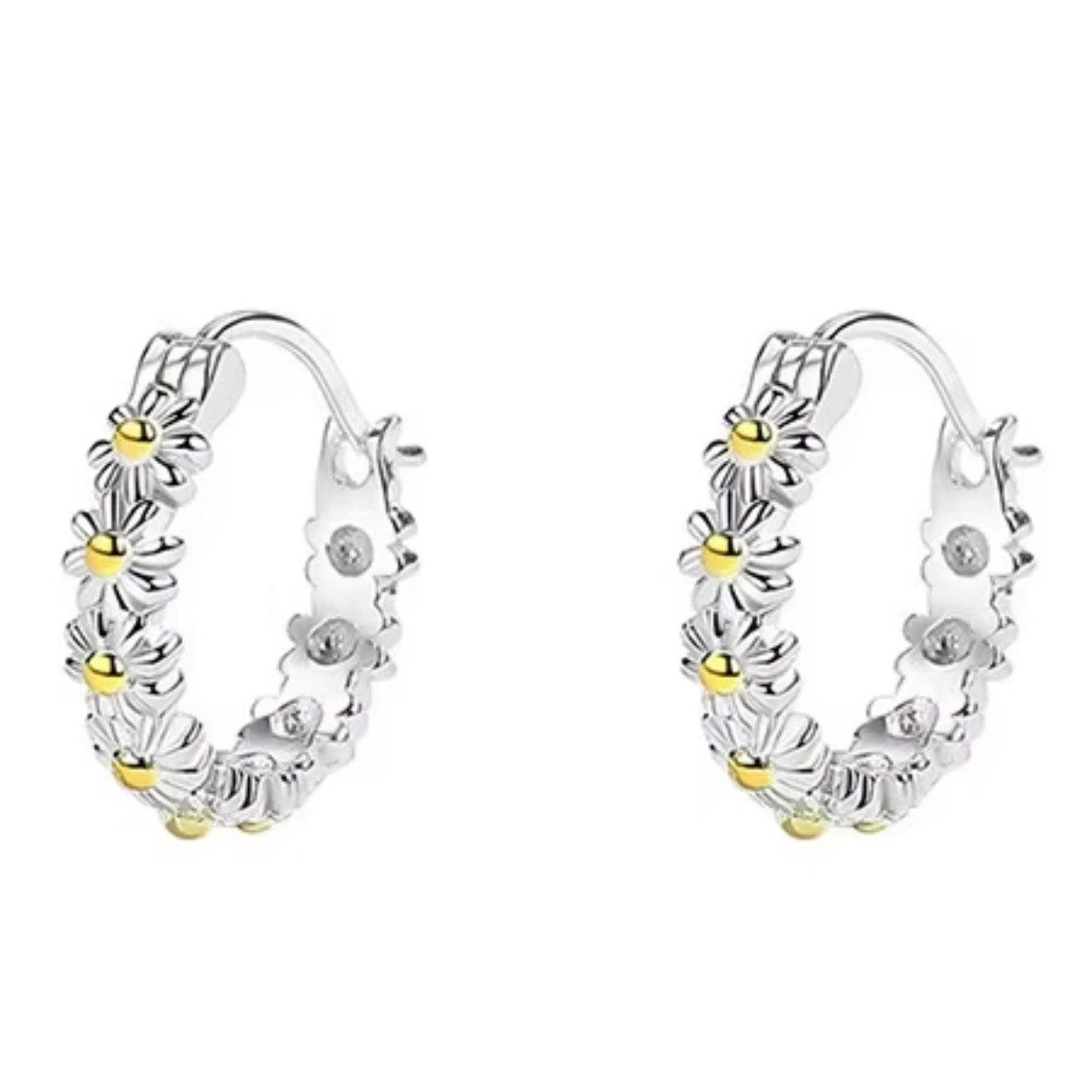 ELLAWIL Paar Creolen Gänseblümchen Design Ohrschmuck Damenohrringe Frühling günstig online kaufen