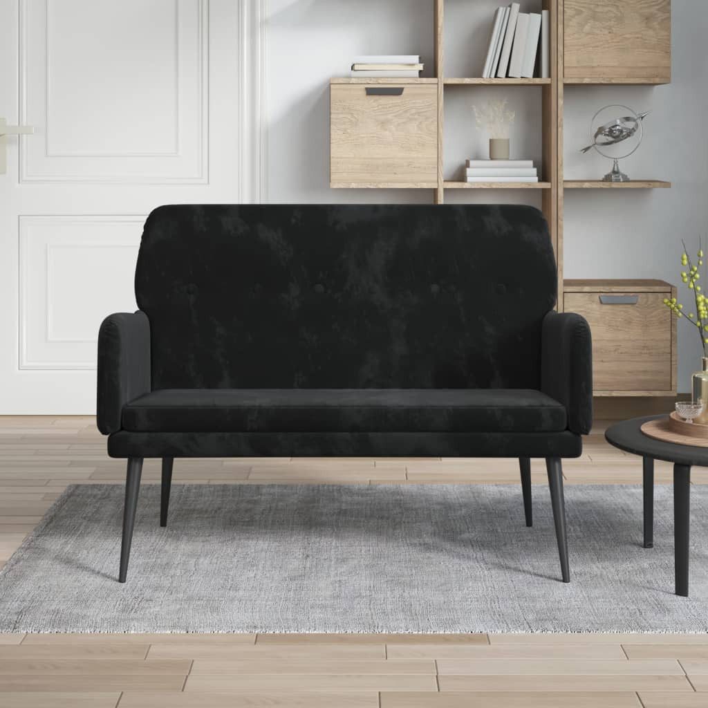 furnicato Sitzbank Schwarz 108 x 79 x 79 cm aus Samt und Metall (1-St)