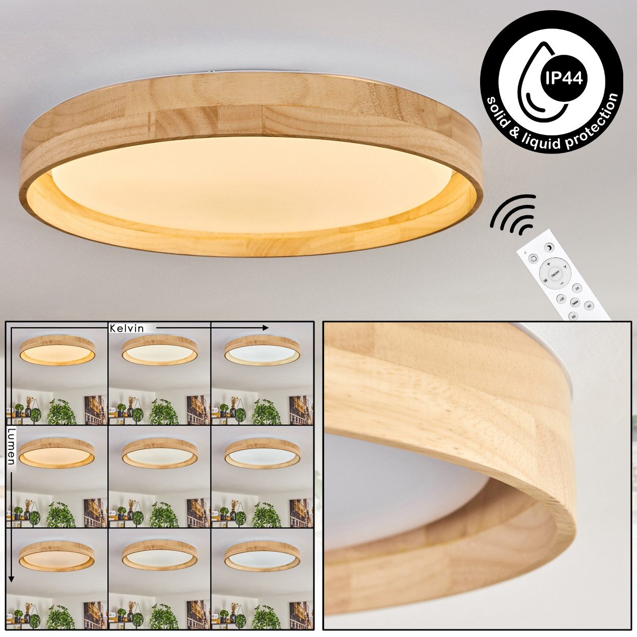 hofstein Deckenleuchte dimmbare Deckenleuchte aus Holz/Metall/Kunststoff in günstig online kaufen