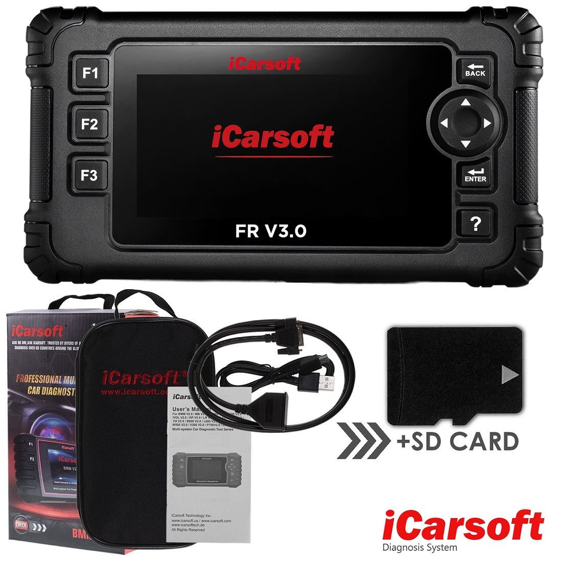 iCarsoft OBD2-Diagnosegerät FR V3.0 Diagnose für Citroen, Peugeot, Renault, Dacia, Fiat, Alfa