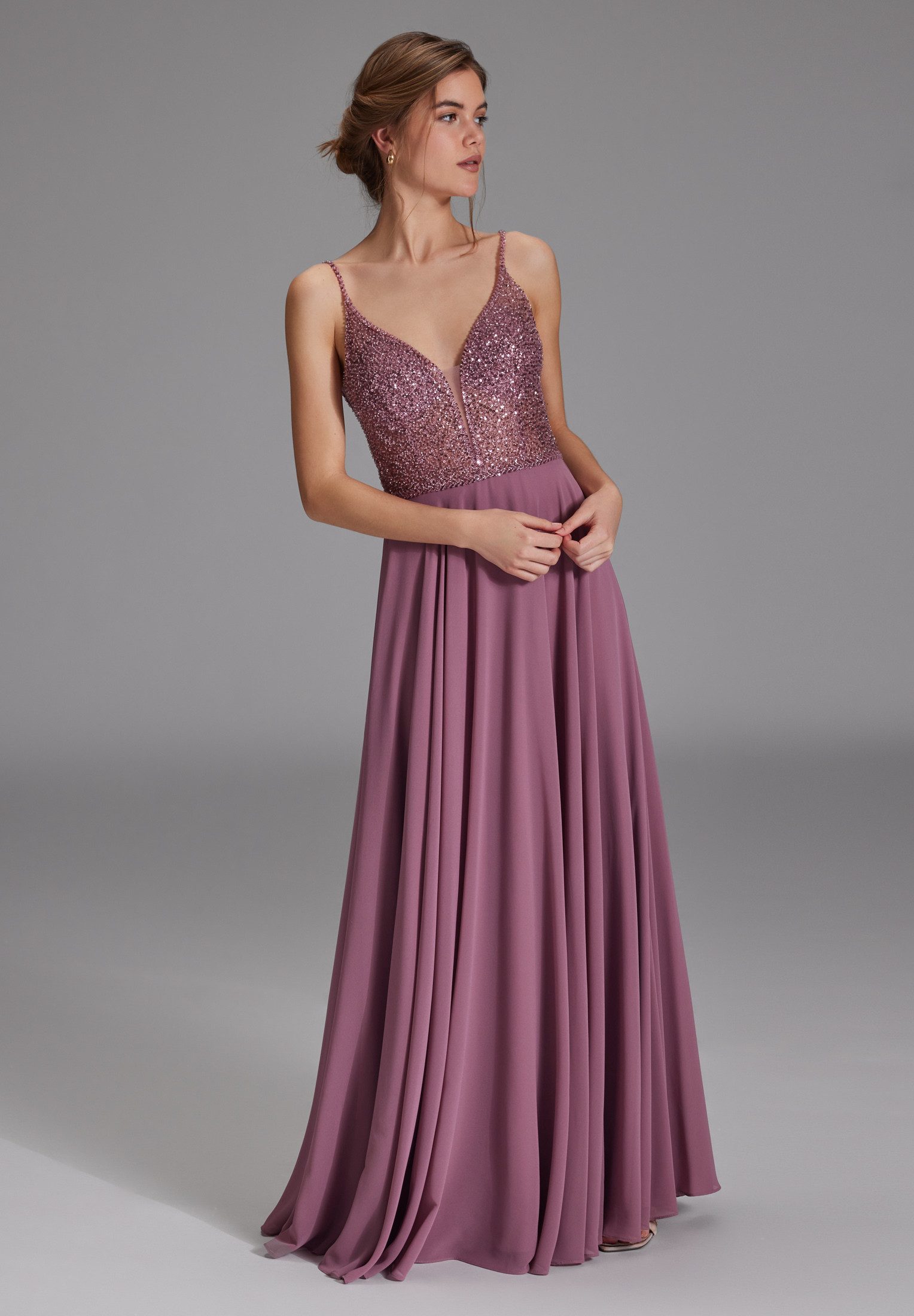 Hey Kyla Abendkleid - Abendkleid aus Materialmix Taillierter Schnitt mit ausgestelltem Rockteil – Bild 5 von 5