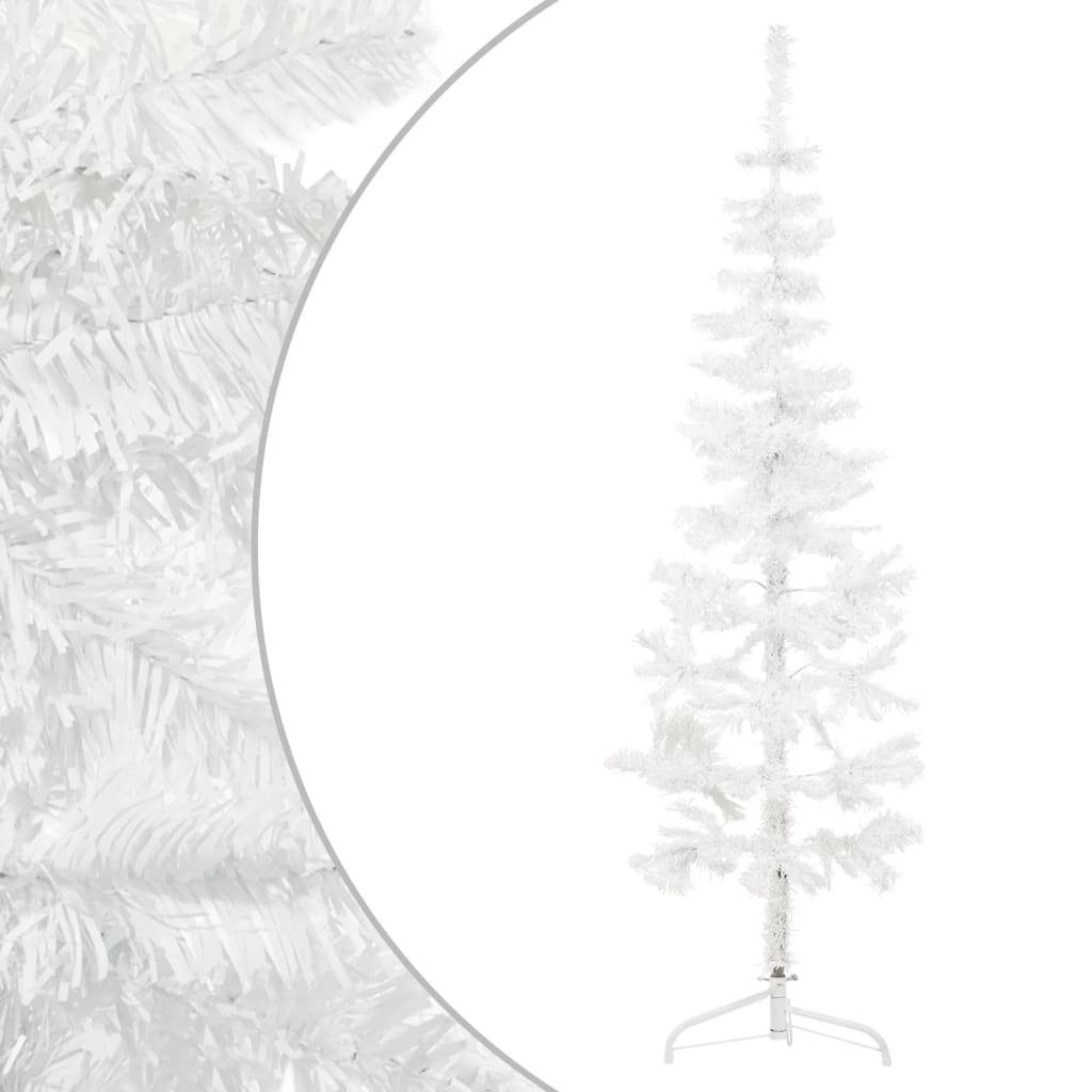 furnicato Künstlicher Weihnachtsbaum Künstlicher Halb-Weihnachtsbaum mit Ständer Schlank Weiß 180 cm