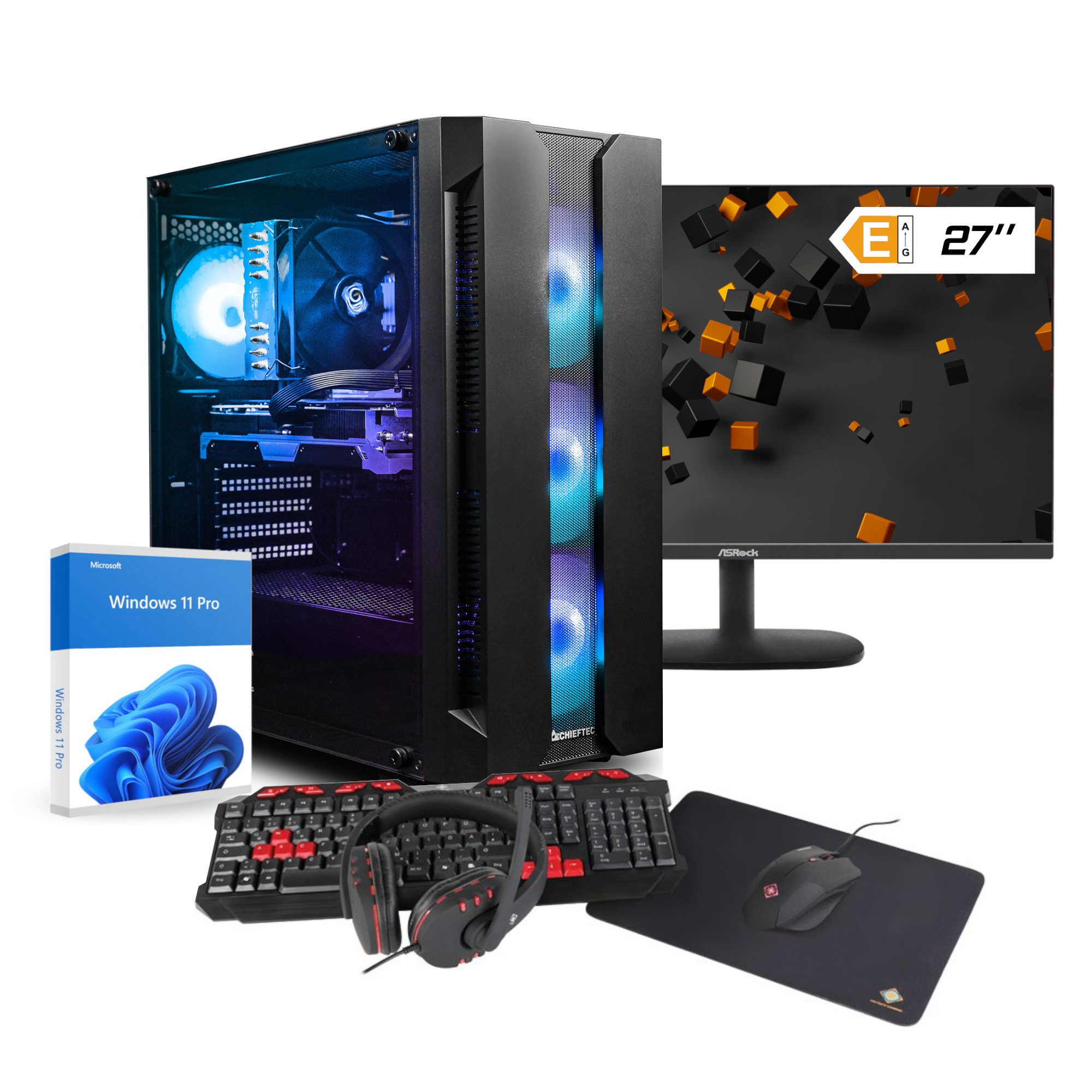 dcl24.de RGB Gaming-Set PC-Set (27 Zoll, AMD Ryzen 7 AMD Ryzen 7 5700X3D, RTX5060Ti, 32 GB RAM, 1000 GB SSD, Luft, Windows 11 Pro, WLAN)