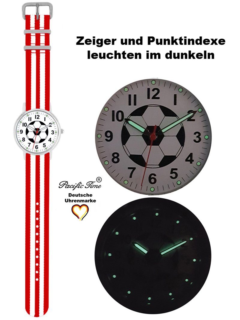 and Match Kinder - Sport, Jungen rot weiss analog Quarzuhr Mädchen Versand Fan Mix Pacific Time Fußball Armbanduhr Wechselarmband Gratis